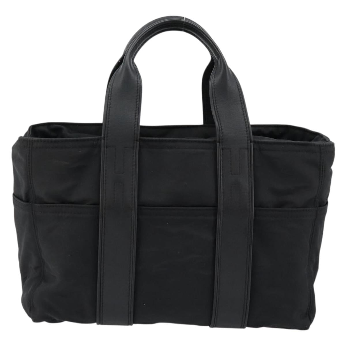HERMES Acape Luco PM Hand Bag Nylon Black Silver Auth BA12640