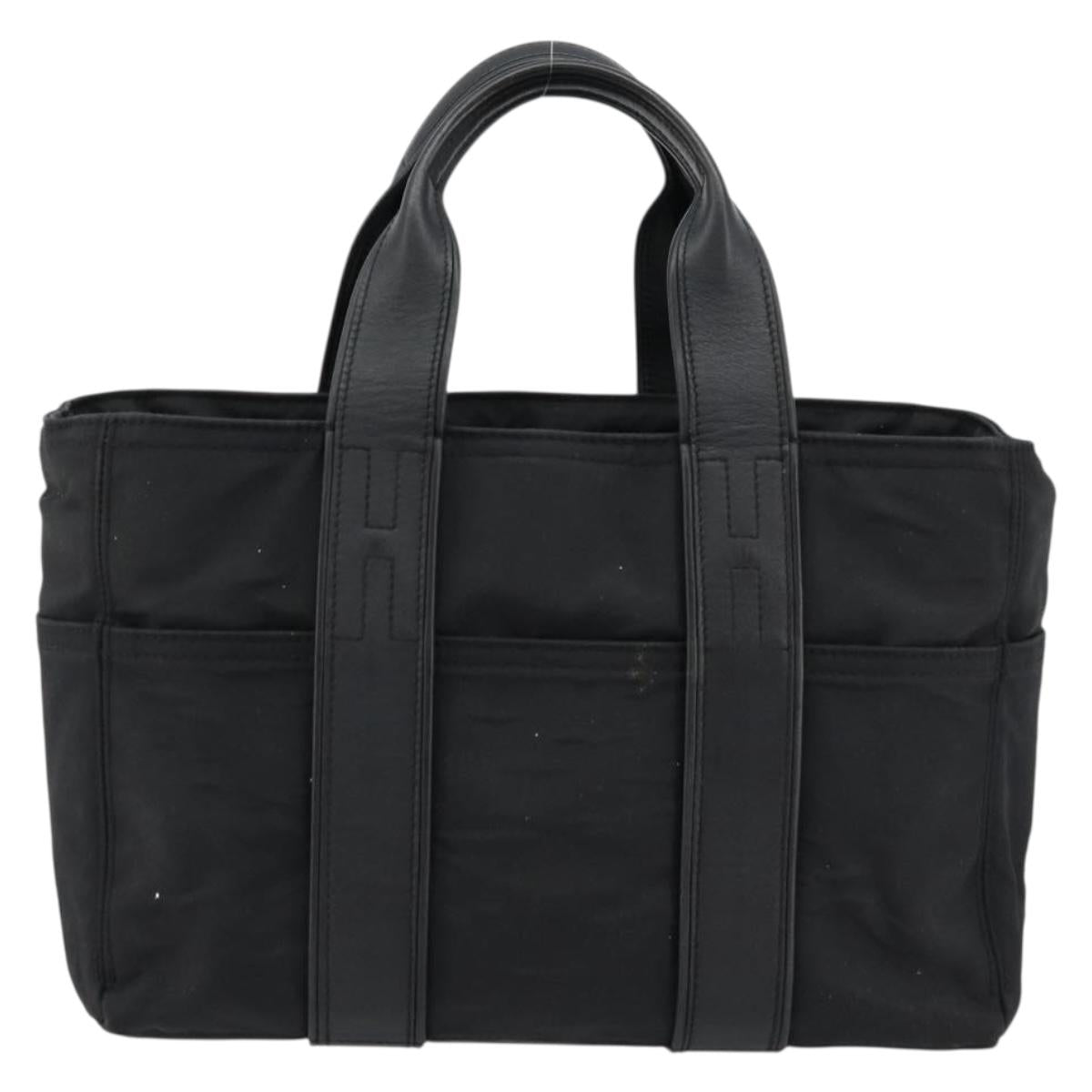 HERMES Acape Luco PM Hand Bag Nylon Black Silver Auth BA12640