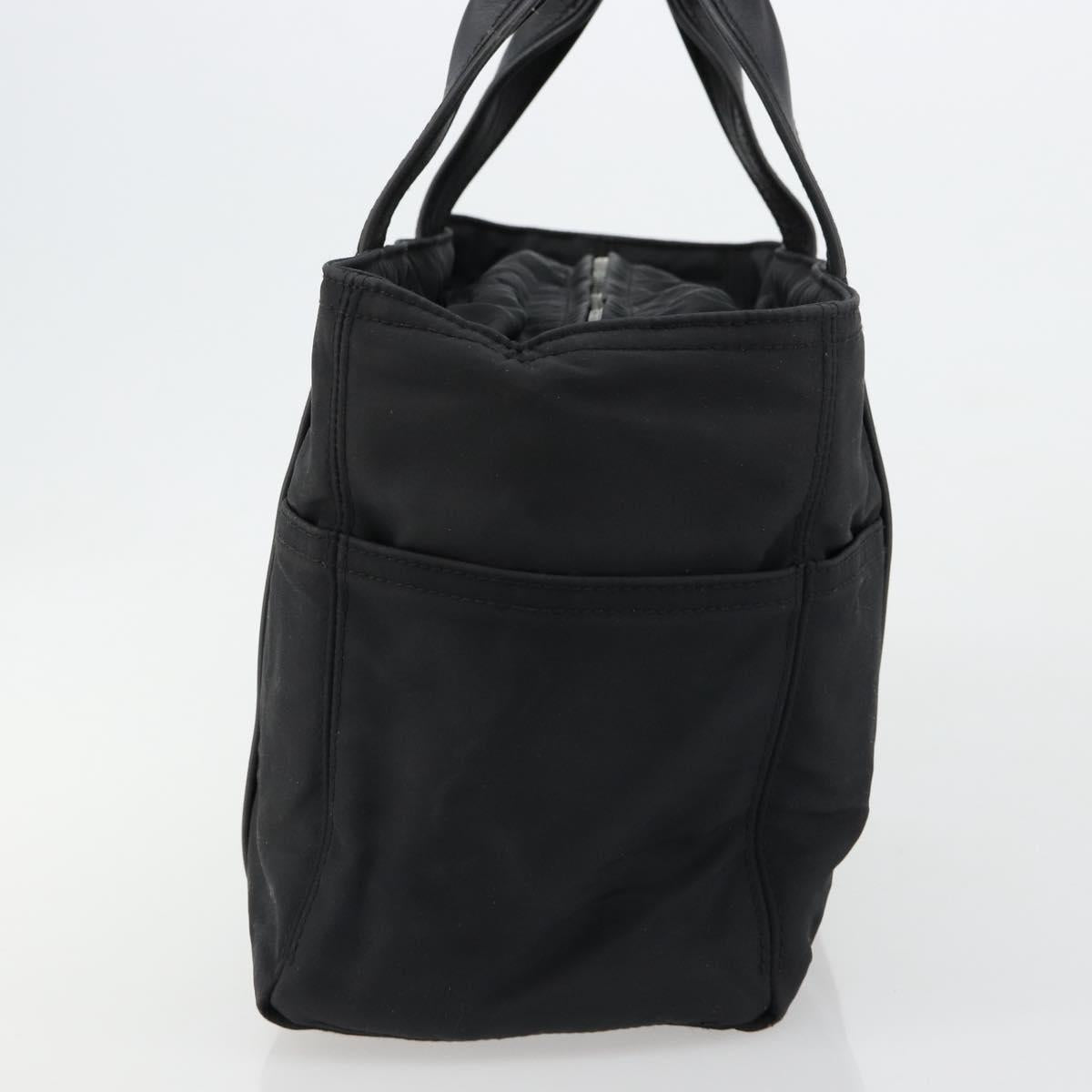 HERMES Acape Luco PM Hand Bag Nylon Black Silver Auth BA12640