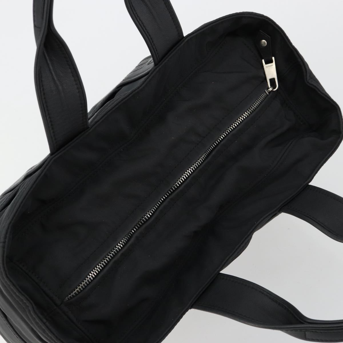 HERMES Acape Luco PM Hand Bag Nylon Black Silver Auth BA12640