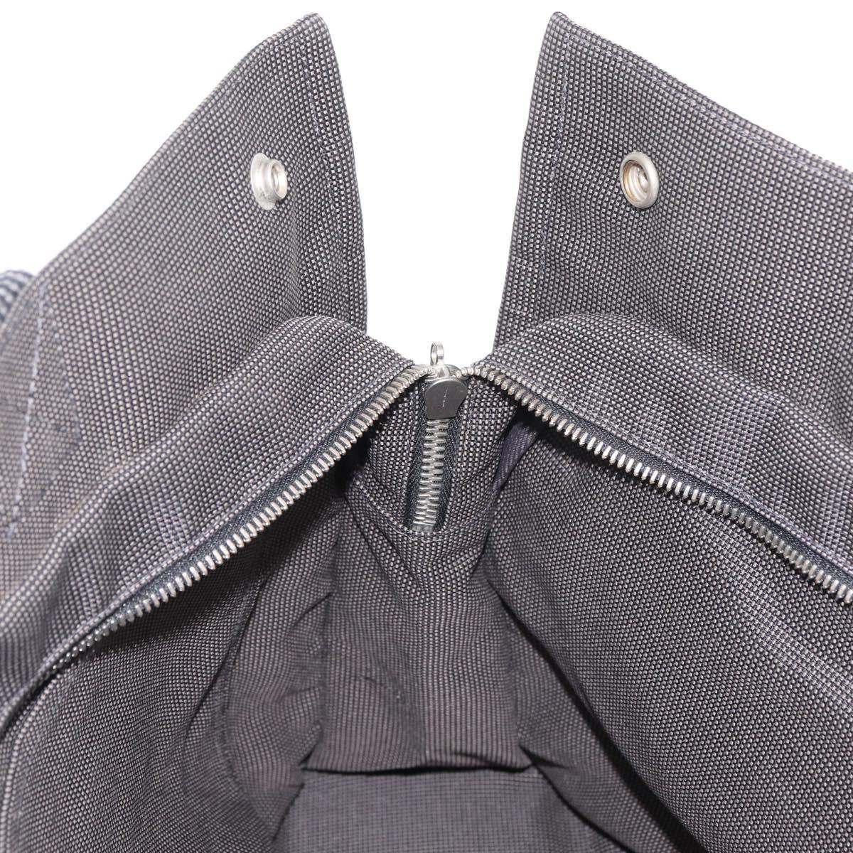 HERMES Her Line Tote Tote Bag Canvas Gray Silver Auth BA12645