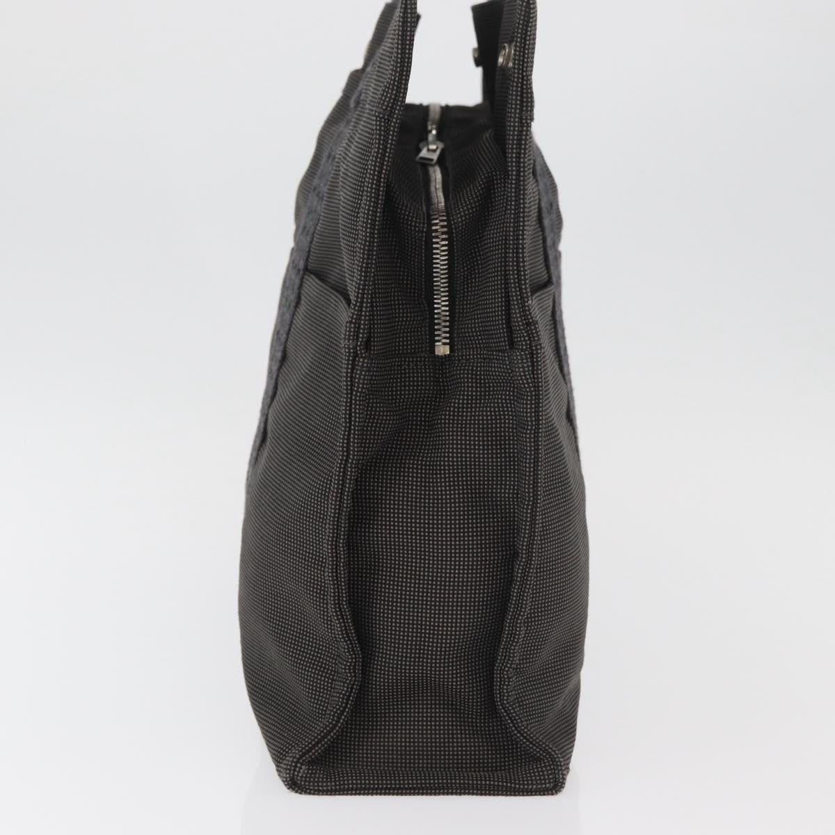 HERMES Her Line Tote Tote Bag Canvas Gray Silver Auth BA12645