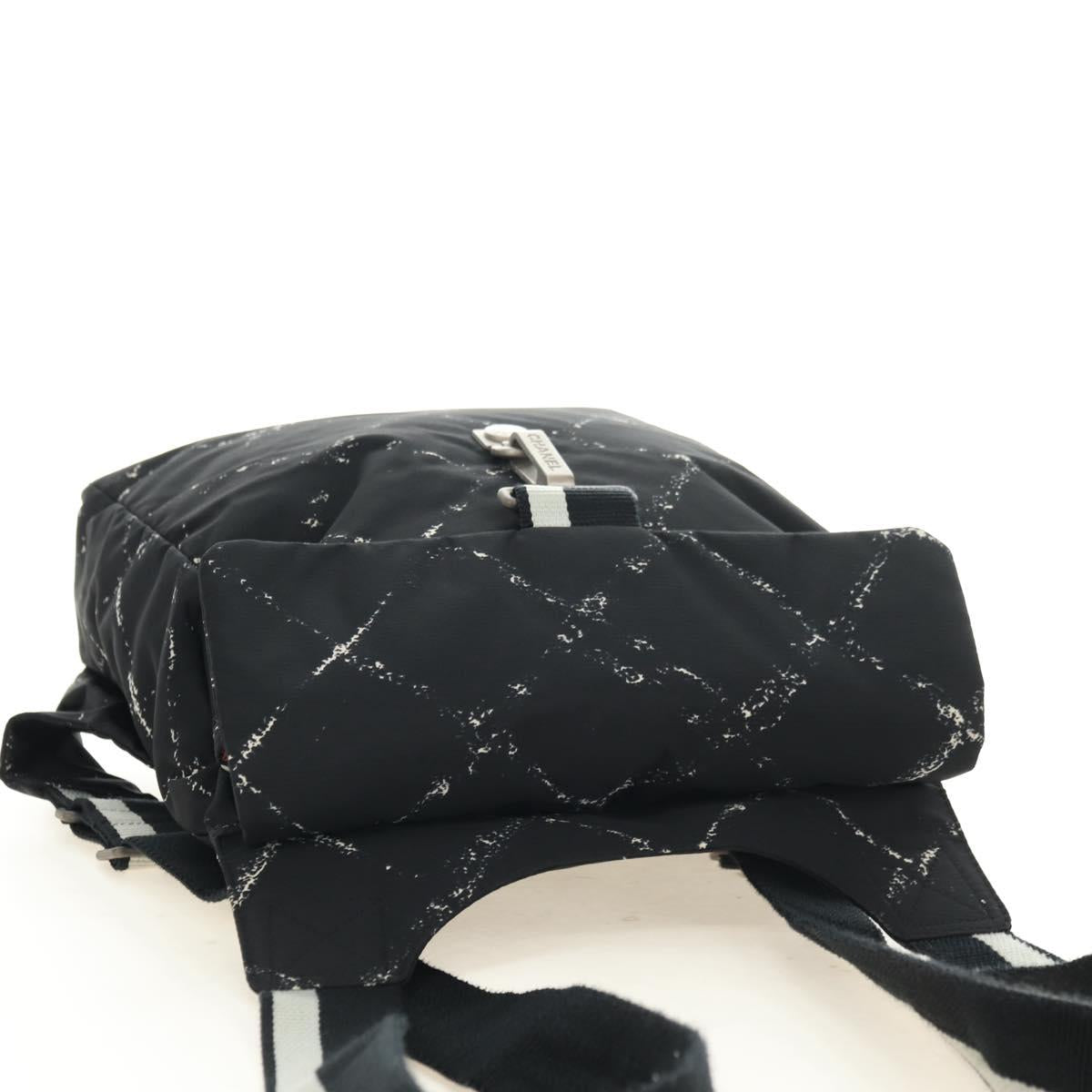 CHANEL New Travel line Backpack Nylon Black CC Auth BA12647V