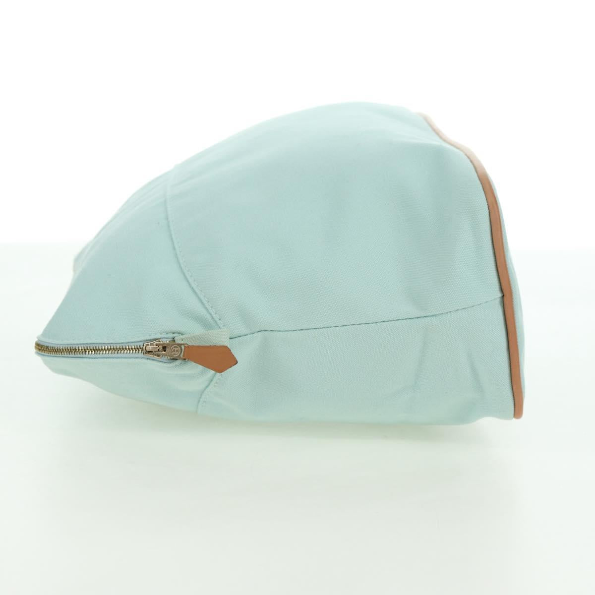 HERMES Bolide Pouch Cotton Light Blue Gold Auth BA12648V
