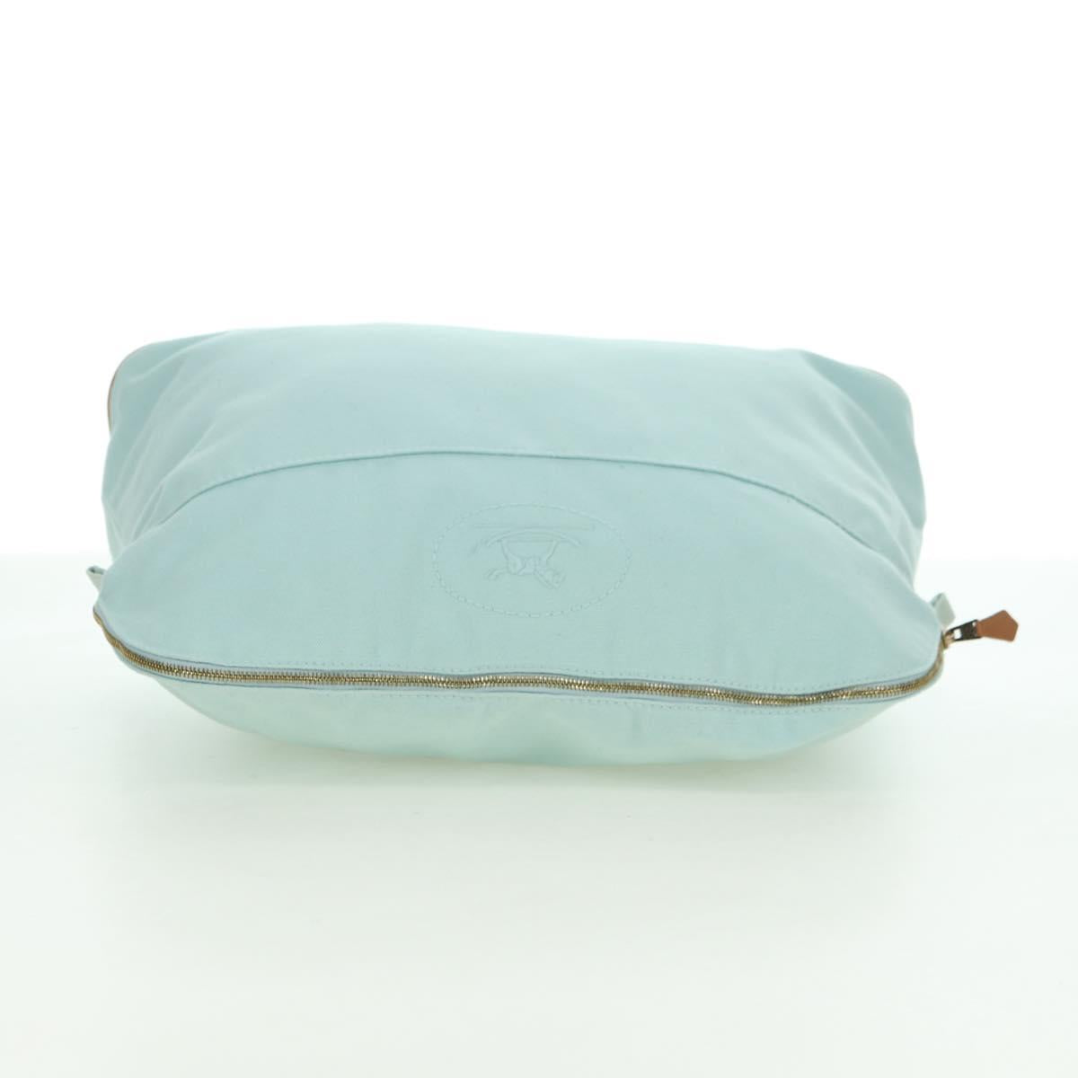 HERMES Bolide Pouch Cotton Light Blue Gold Auth BA12648V