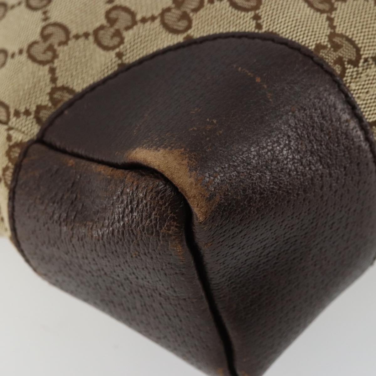 GUCCI GG Canvas Shoulder Bag Beige Silver 114273 Auth BA12651