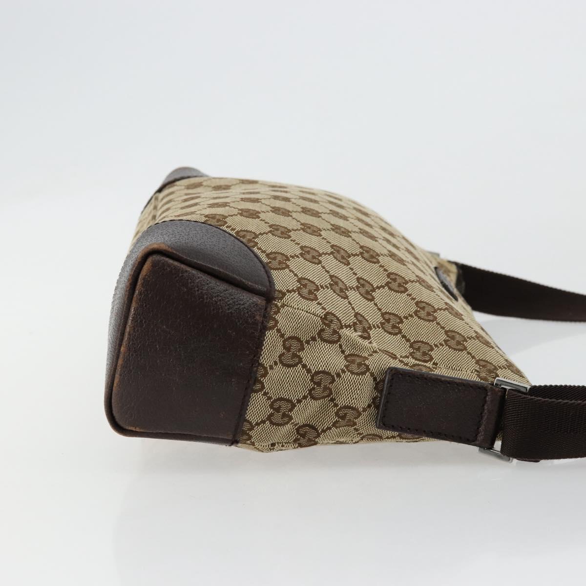 GUCCI GG Canvas Shoulder Bag Beige Silver 114273 Auth BA12651