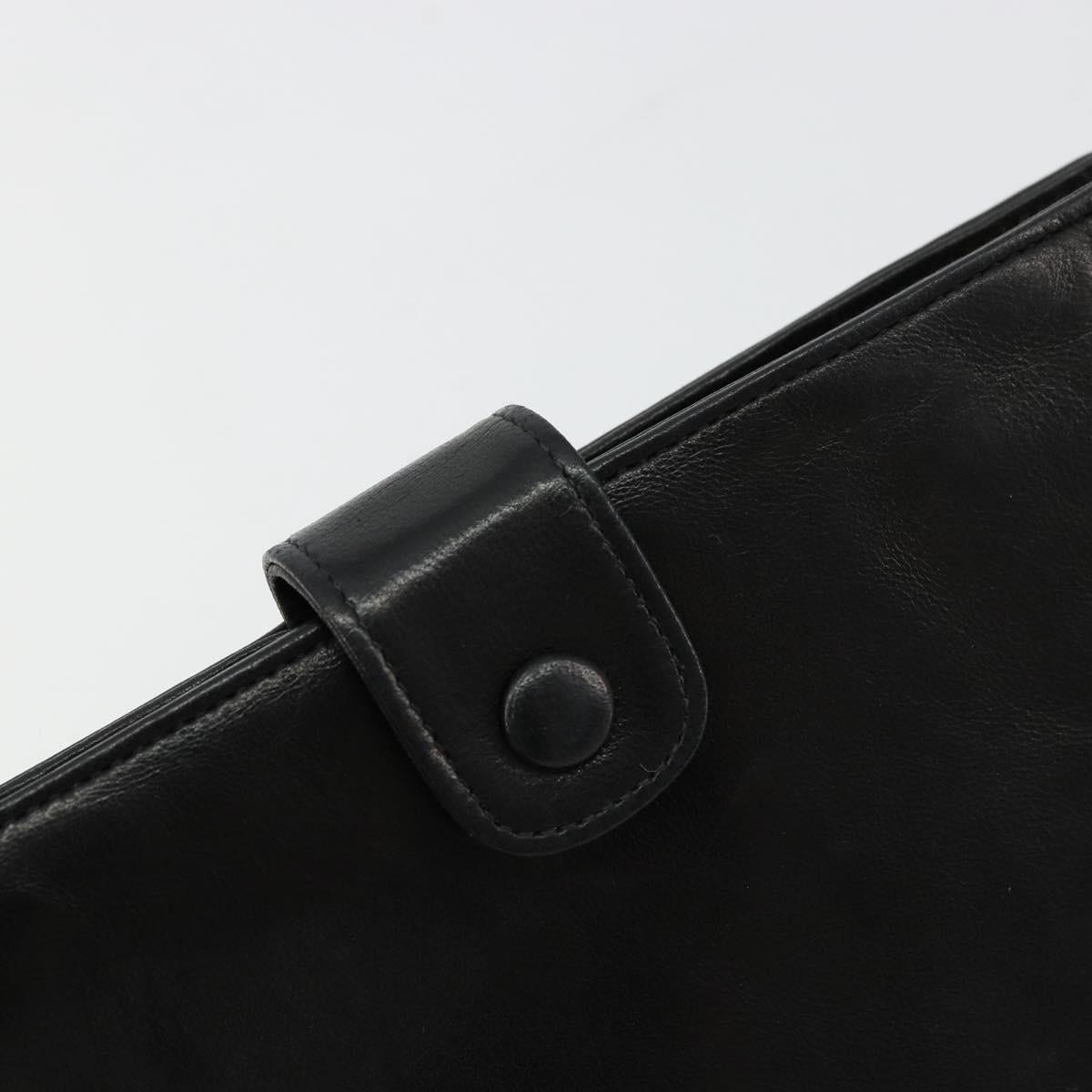 CHANEL Long Wallet Lamb Skin Black CC Auth BA12654A