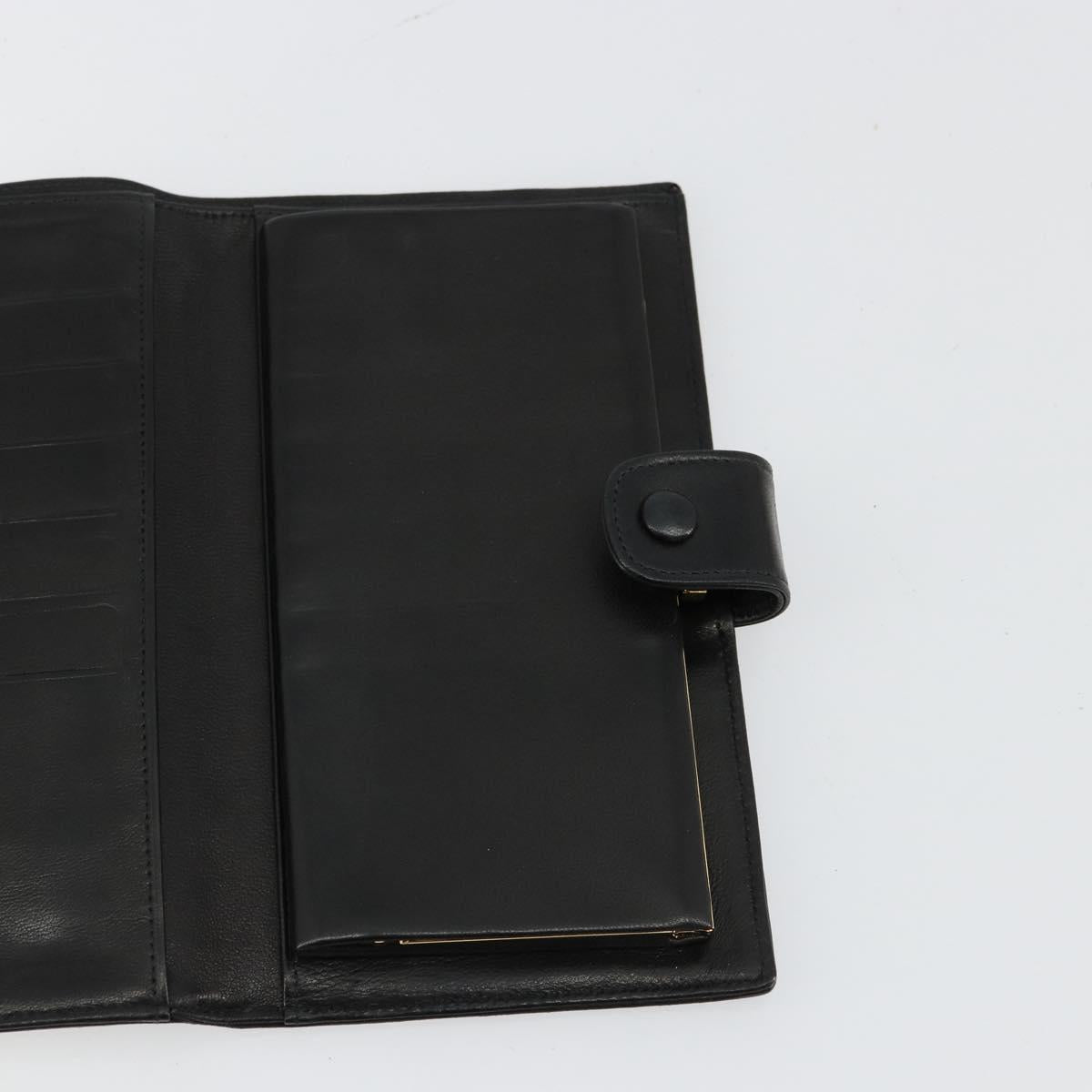 CHANEL Long Wallet Lamb Skin Black CC Auth BA12654A