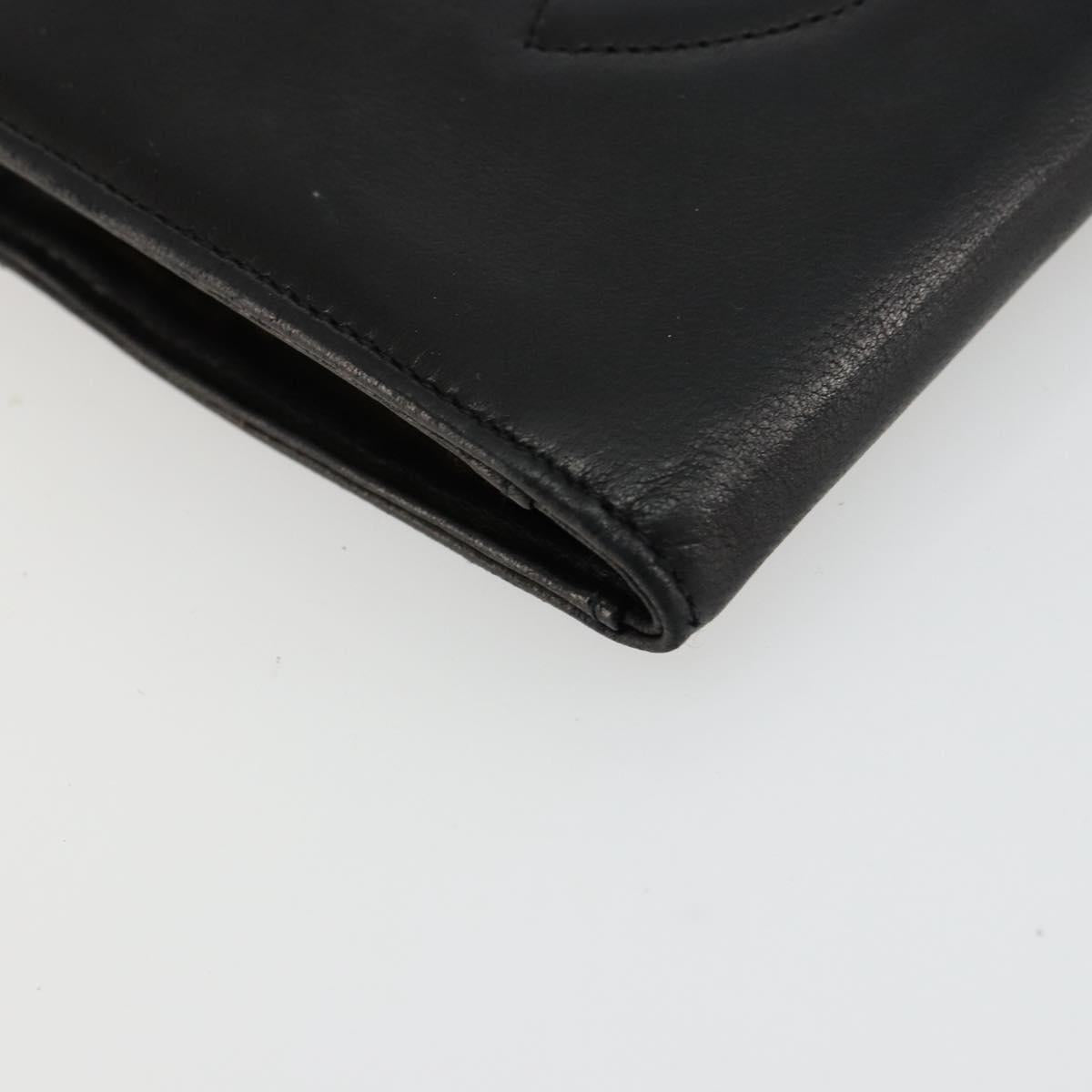 CHANEL Long Wallet Lamb Skin Black CC Auth BA12654A