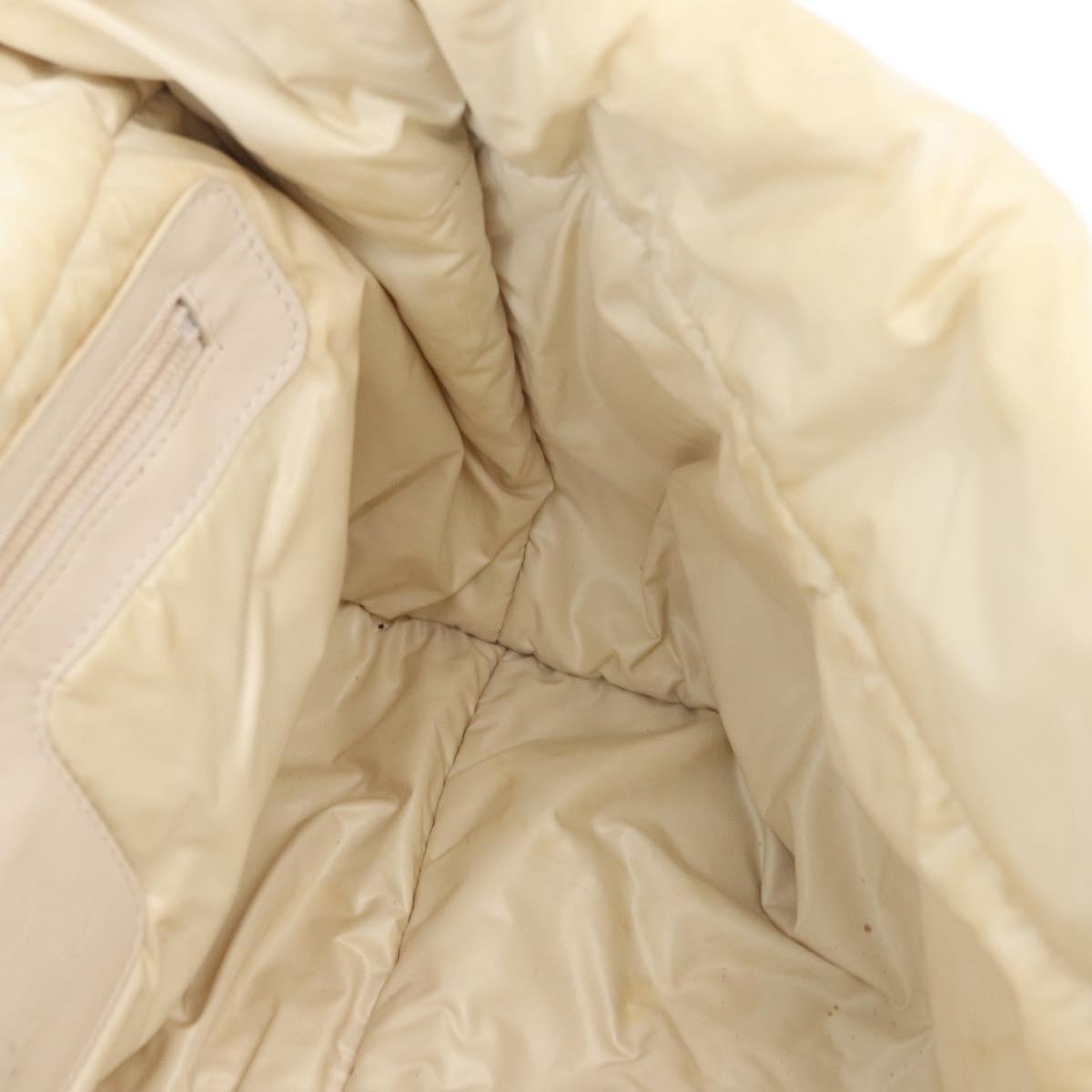 CHANEL Cococoon Hand Bag Nylon Beige Silver CC Auth BA12656