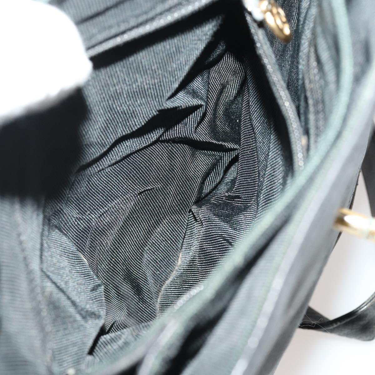 CHANEL Backpack Caviar Skin Black Silver CC Auth BA12657