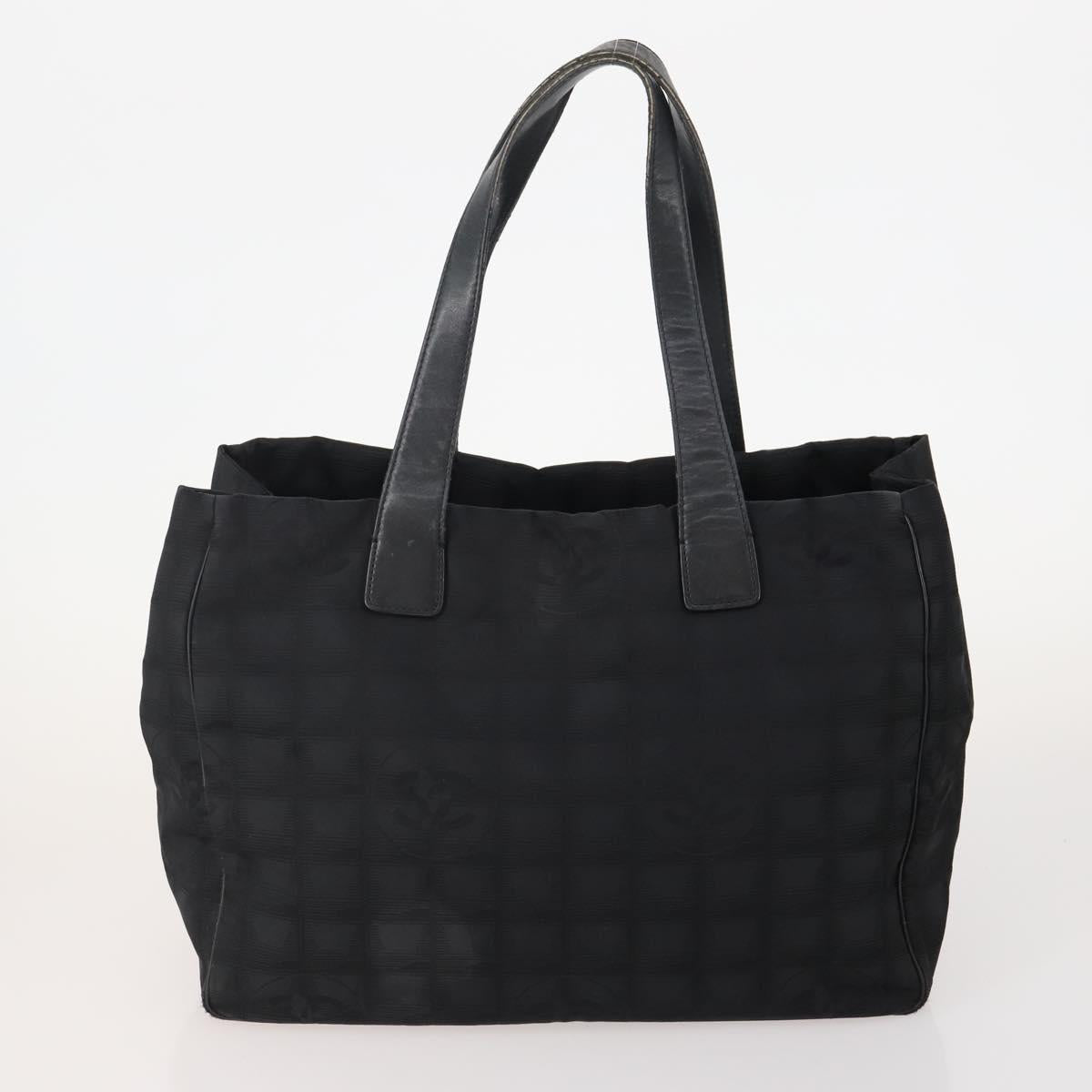 CHANEL New Travel line Tote Bag Nylon 2 Set Black CC Auth BA12658