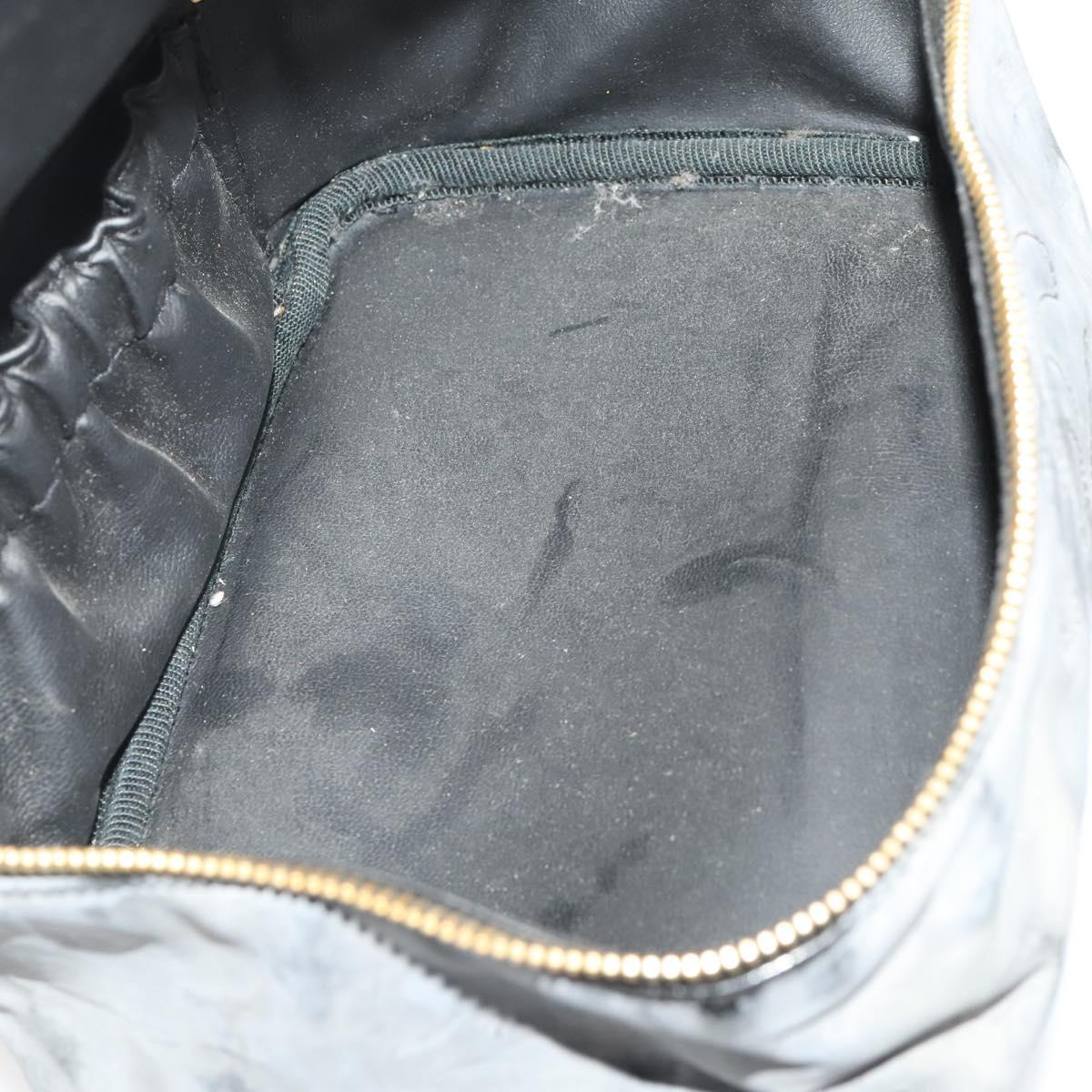 CHANEL Vanity Pouch Leather 2 Set Black CC Auth BA12664
