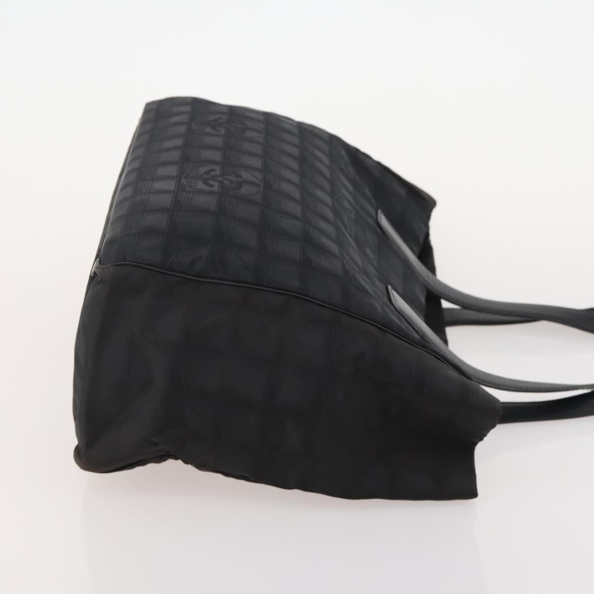 CHANEL New Travel line Tote Bag Nylon 2 Set Black Beige CC Auth BA12666