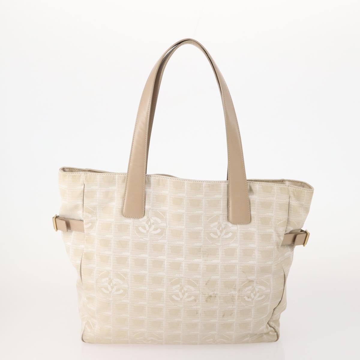 CHANEL New Travel line Tote Bag Nylon 2 Set Black Beige CC Auth BA12666