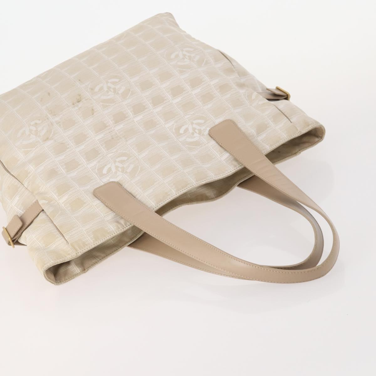 CHANEL New Travel line Tote Bag Nylon 2 Set Black Beige CC Auth BA12666