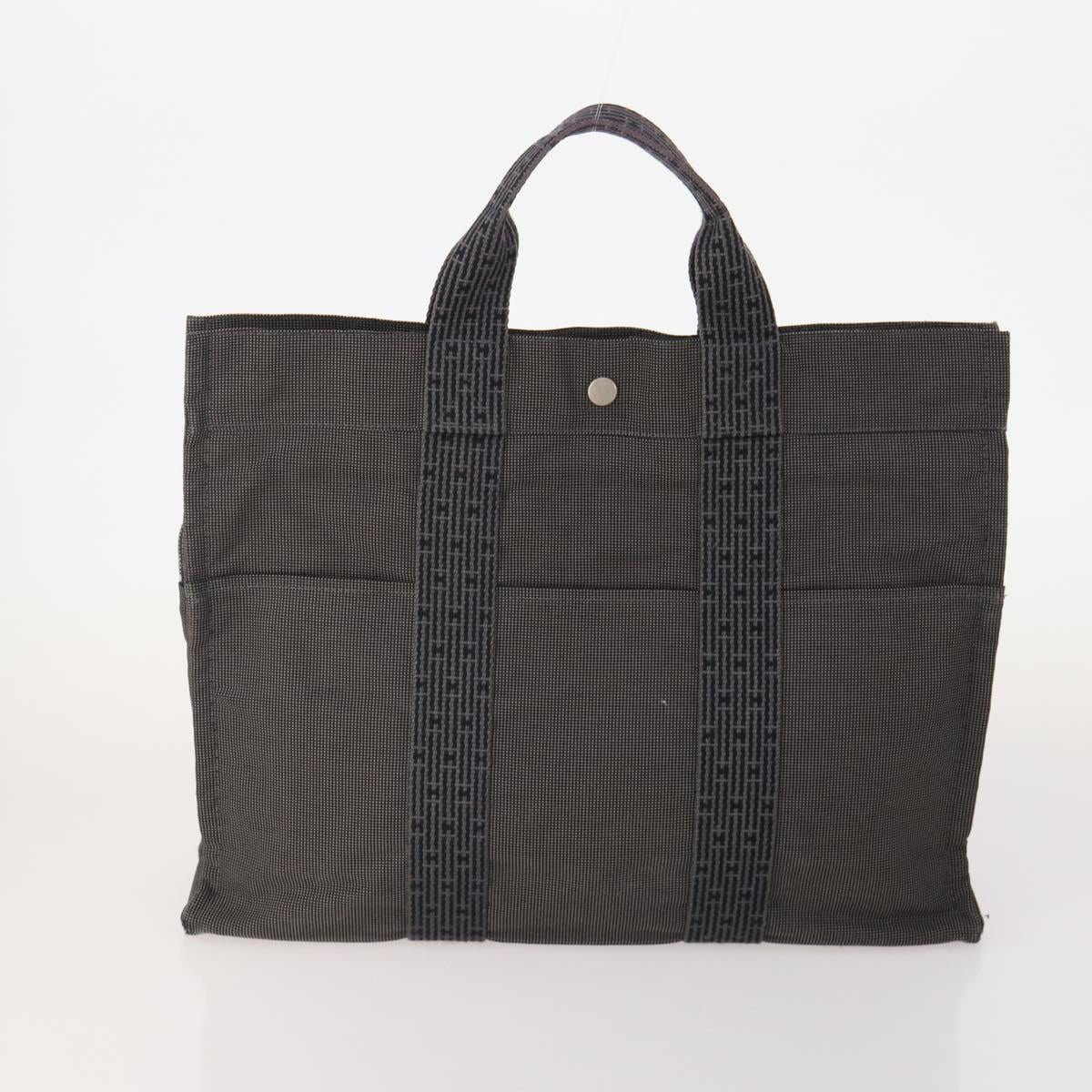 HERMES Tote Bag Canvas 3 Set Black Gray Auth BA12667