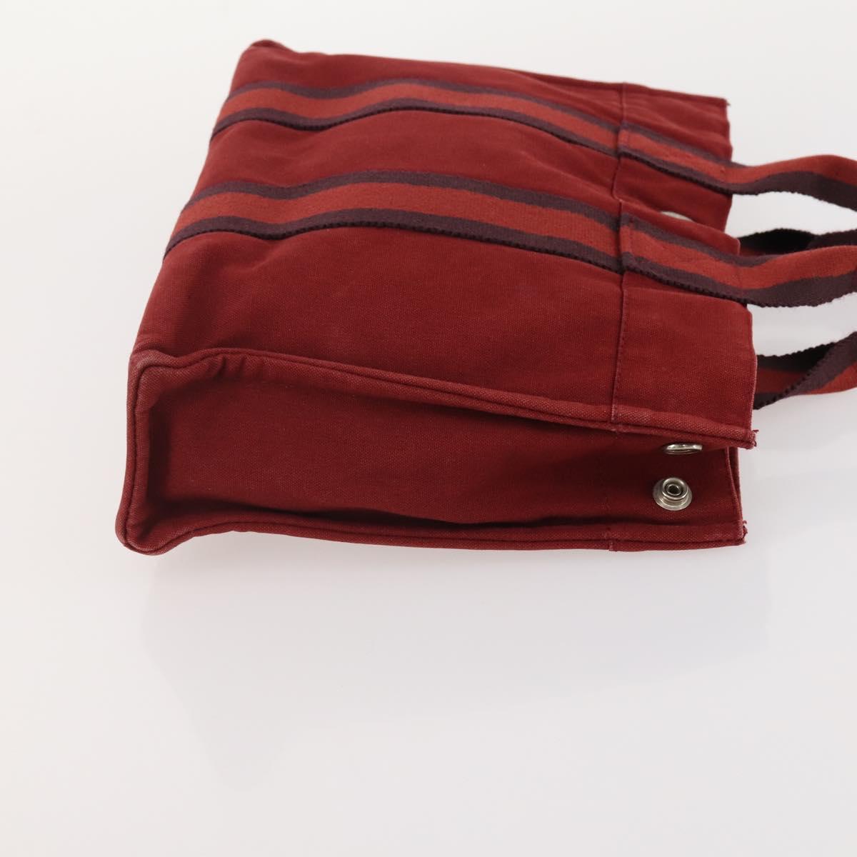 HERMES Hand Bag Canvas 2 Set Red Gray Auth BA12669