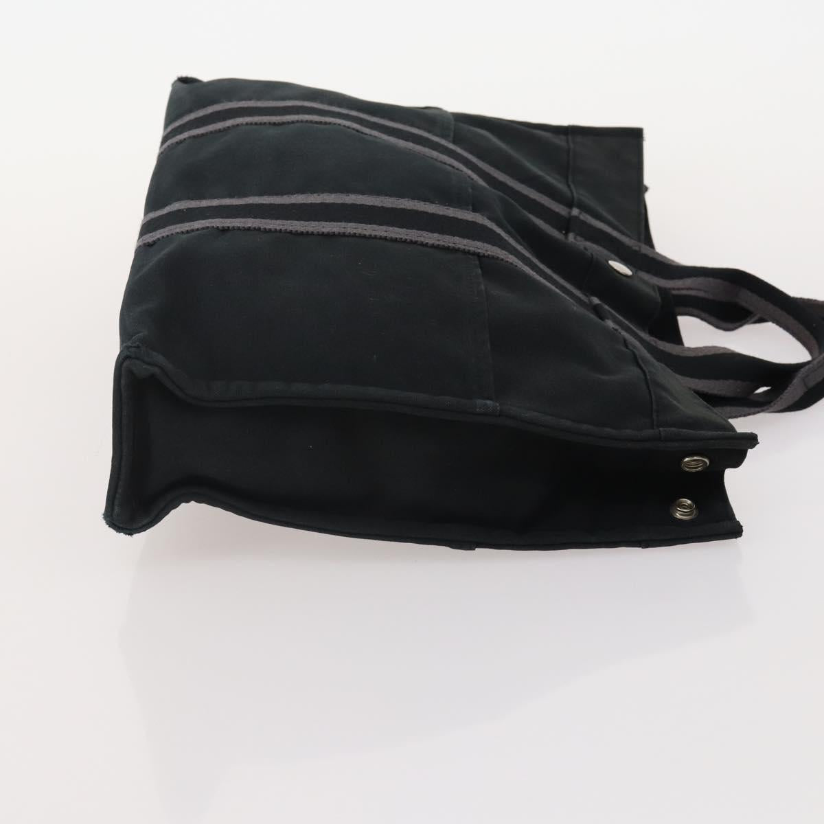 HERMES Fourre Tout Hand Bag Cotton 3 Set Black Gray Auth BA12670