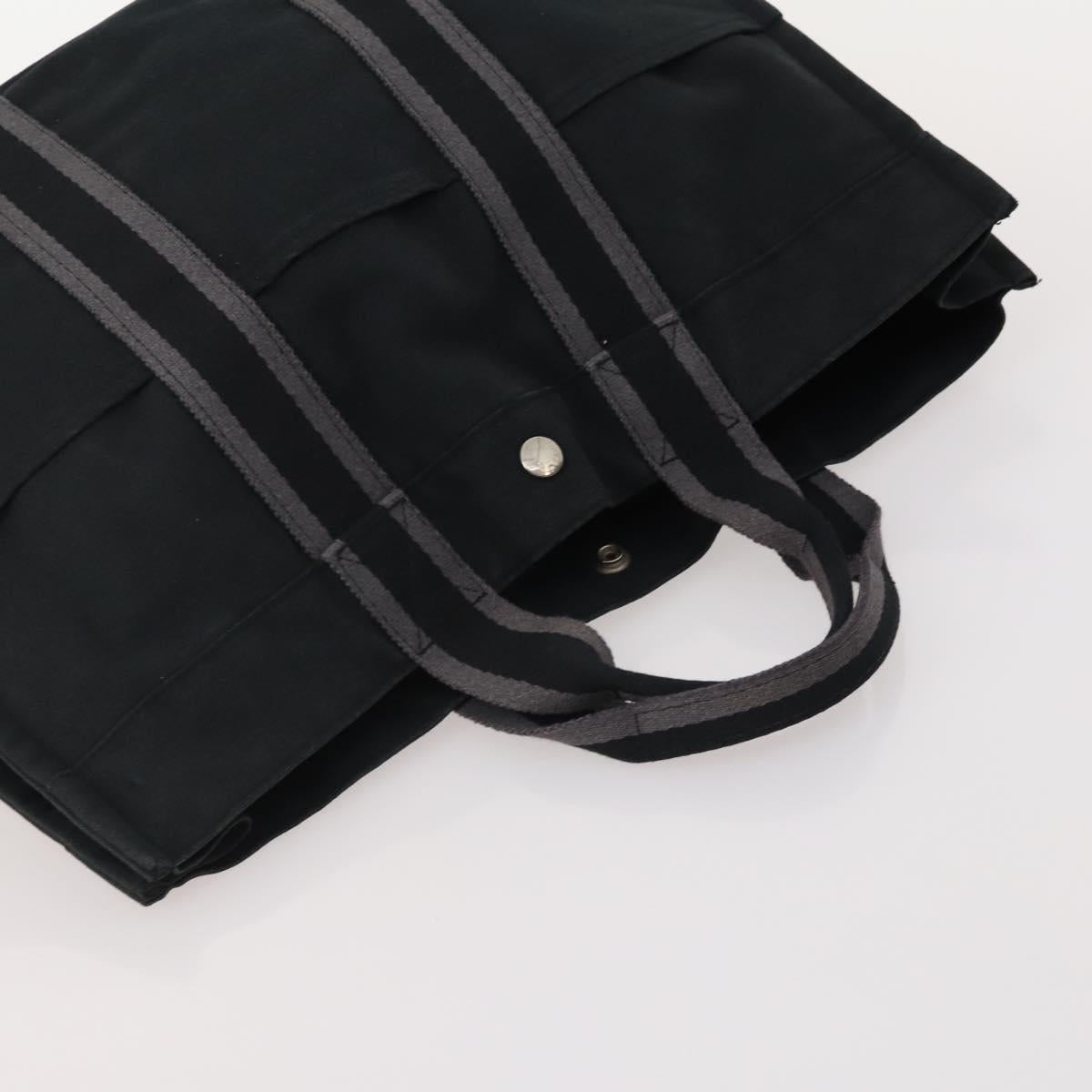 HERMES Fourre Tout Hand Bag Cotton 3 Set Black Gray Auth BA12670