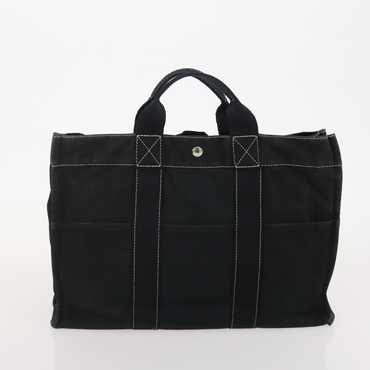HERMES Fourre Tout Hand Bag Cotton 3 Set Black Gray Auth BA12670