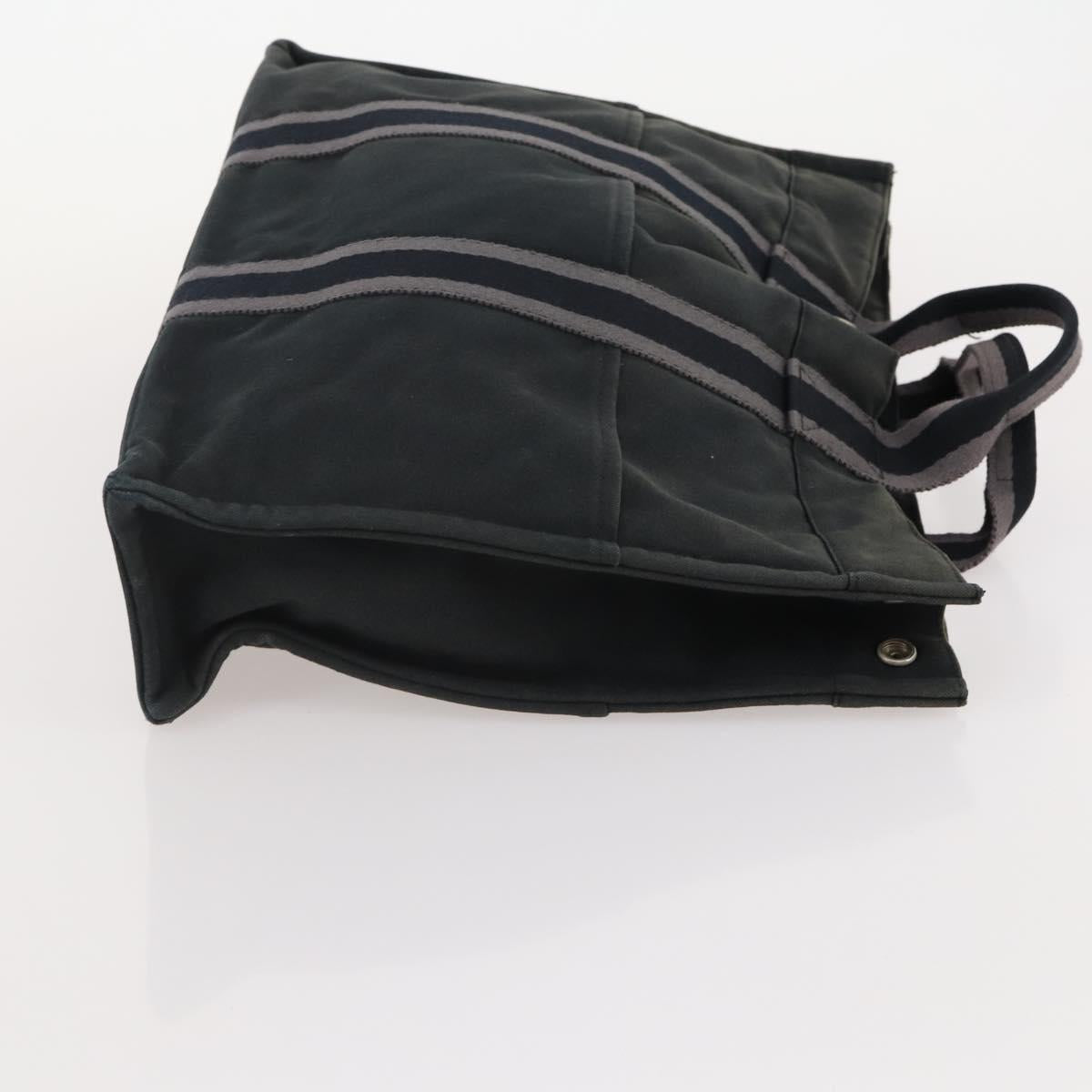 HERMES Fourre Tout Hand Bag Cotton 2 Set Black Auth BA12671