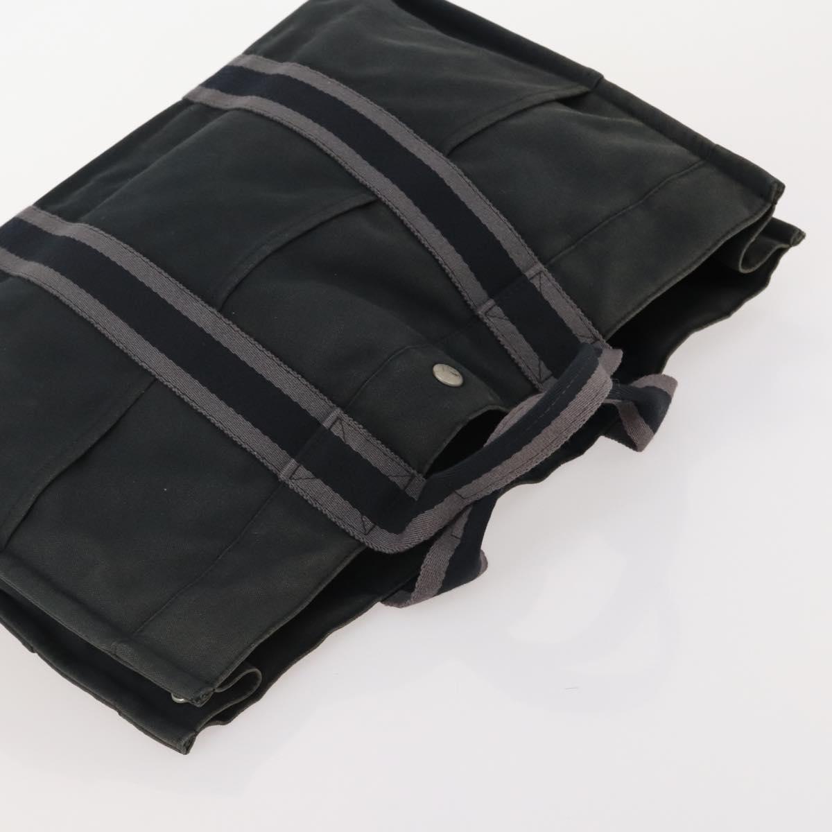 HERMES Fourre Tout Hand Bag Cotton 2 Set Black Auth BA12671