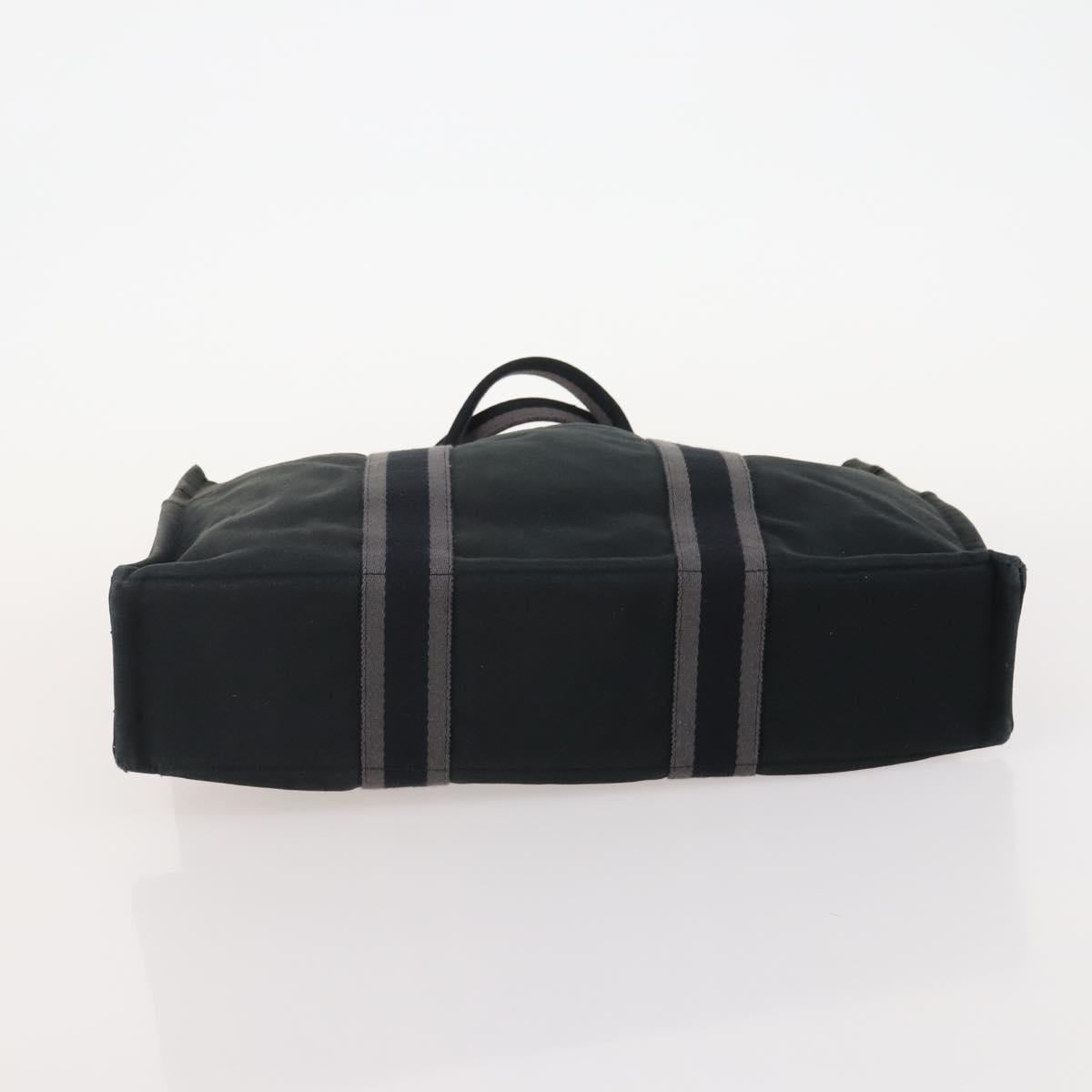 HERMES Fourre Tout Hand Bag Cotton 2 Set Black Auth BA12671