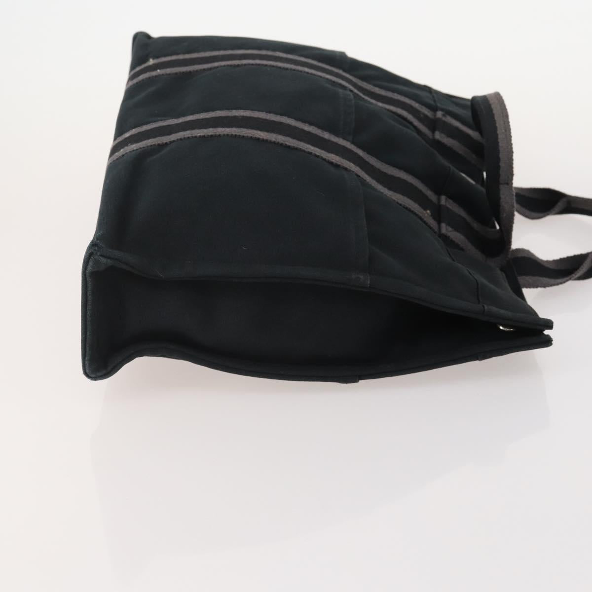 HERMES Fourre Tout Hand Bag Cotton 2 Set Black Navy Auth BA12675