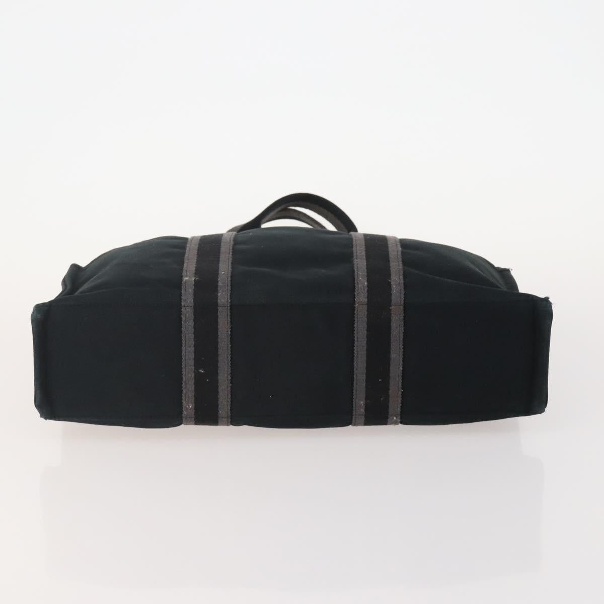 HERMES Fourre Tout Hand Bag Cotton 2 Set Black Navy Auth BA12675