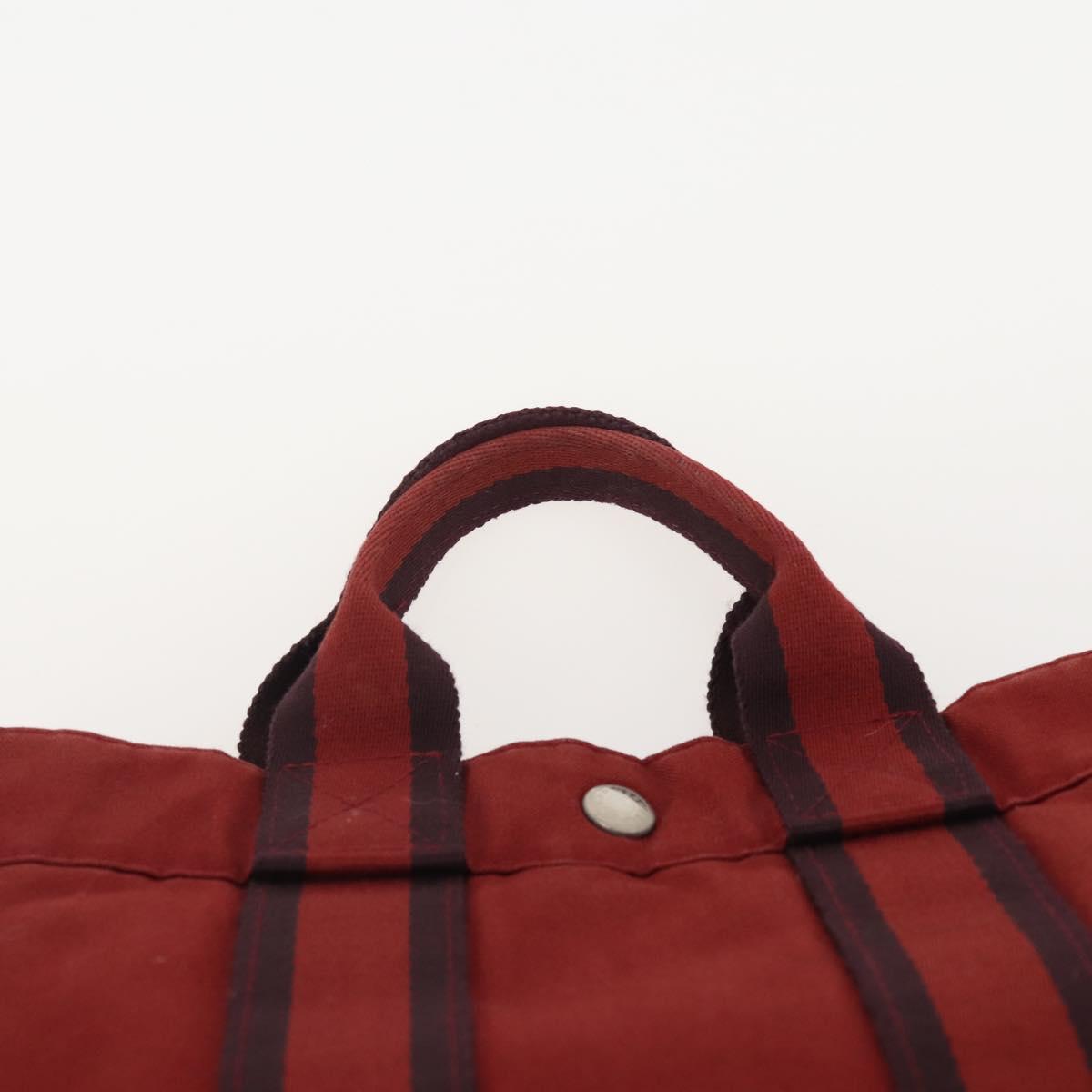 HERMES Fourre Tout Hand Bag Cotton 3 Set White Gray Red Auth BA12676