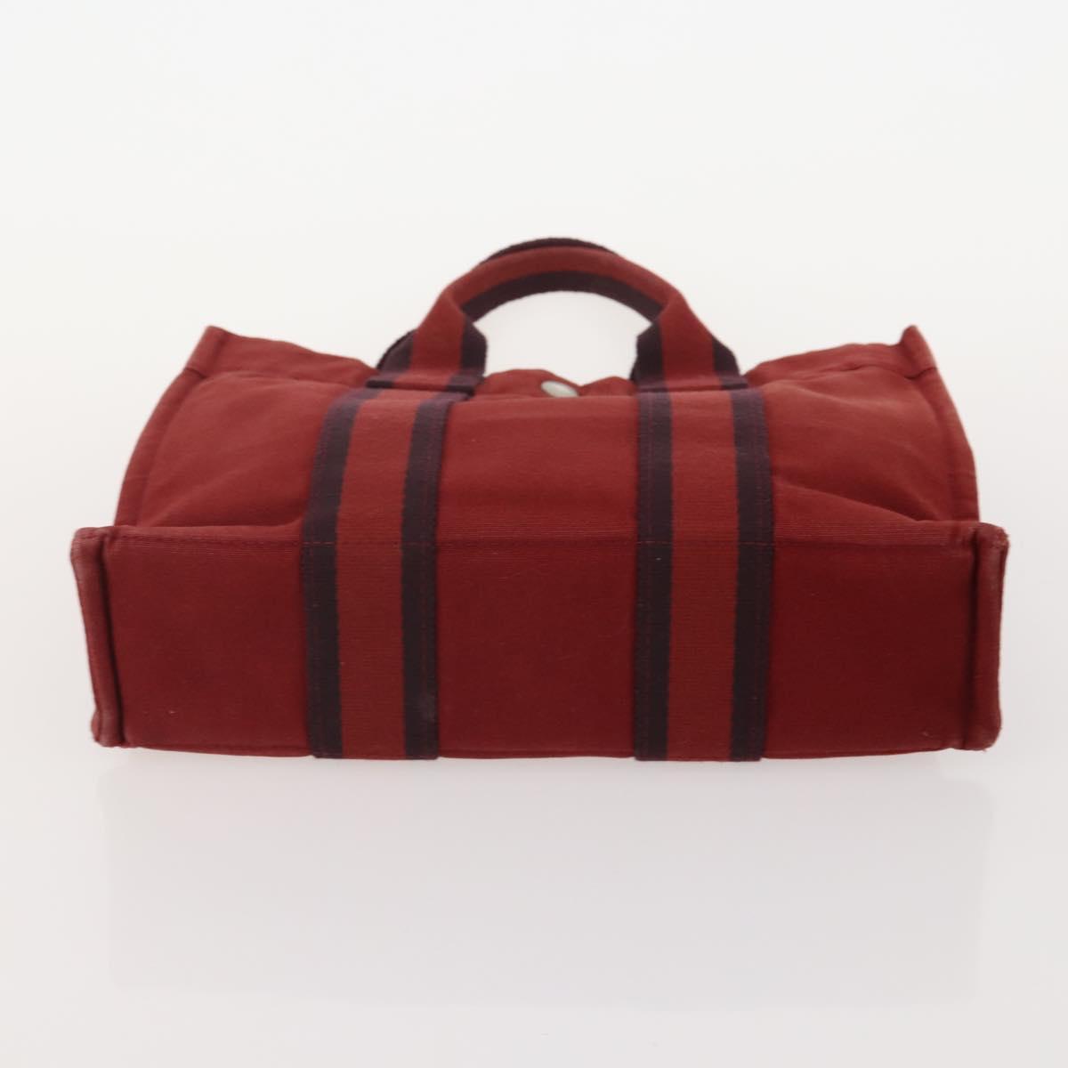 HERMES Fourre Tout Hand Bag Cotton 3 Set White Gray Red Auth BA12676