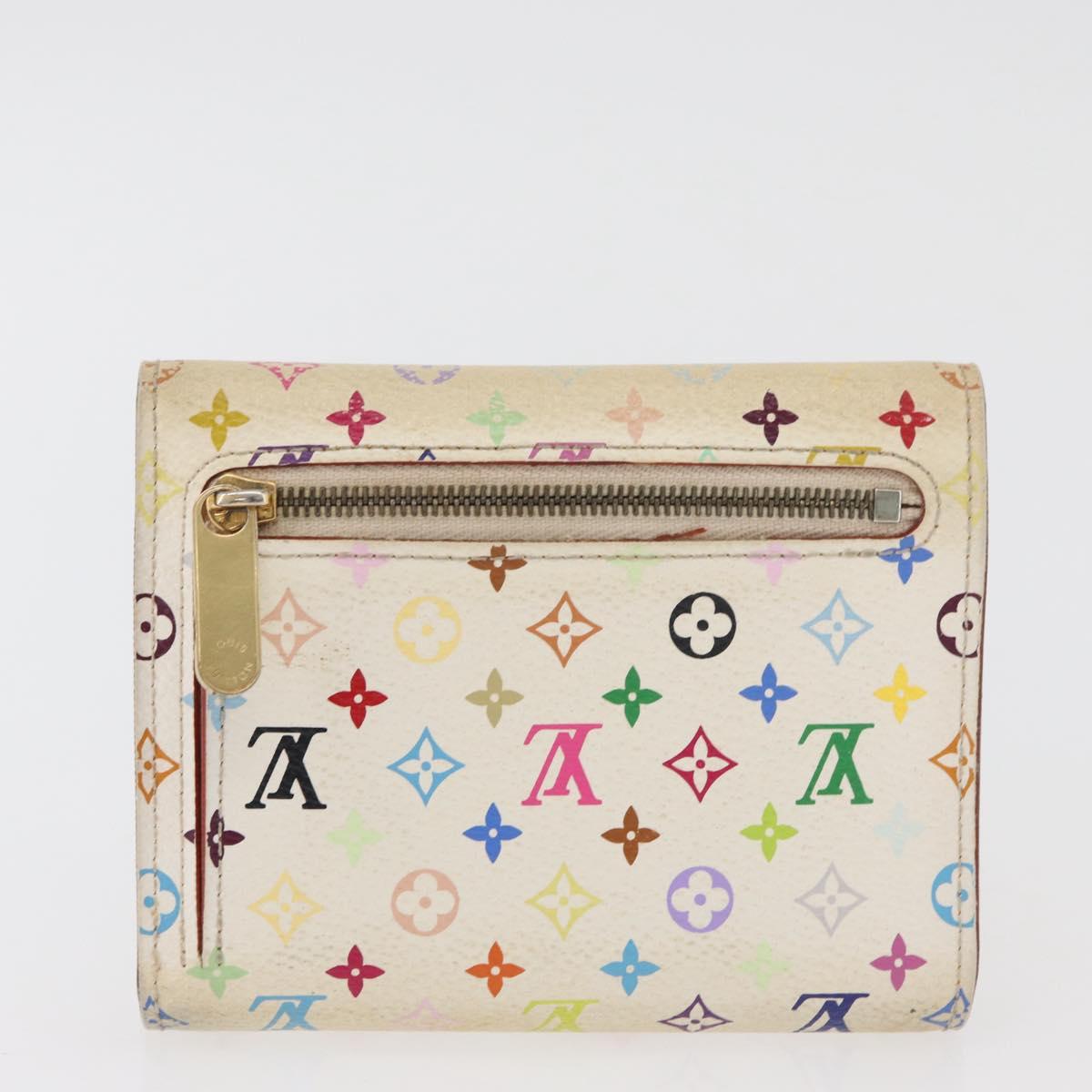 LOUIS VUITTON Monogram Multicolor Wallet 2 Set White LV Auth BA12677