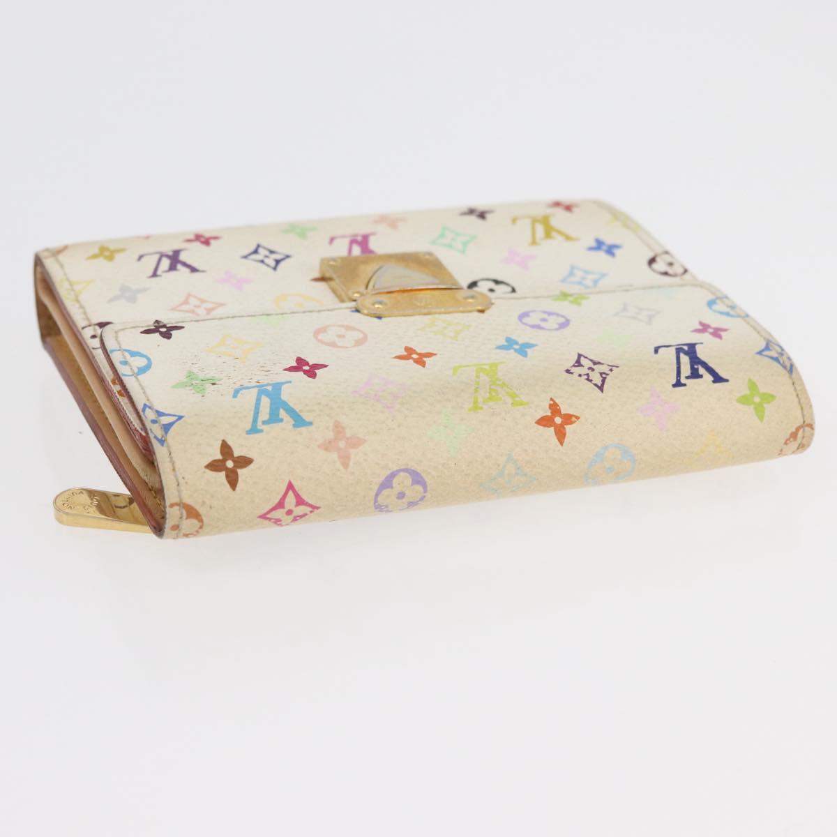 LOUIS VUITTON Monogram Multicolor Wallet 2 Set White LV Auth BA12677