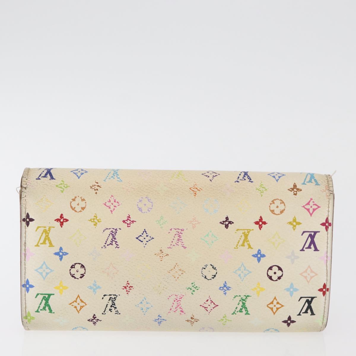 LOUIS VUITTON Monogram Multicolor Wallet 2 Set White LV Auth BA12677