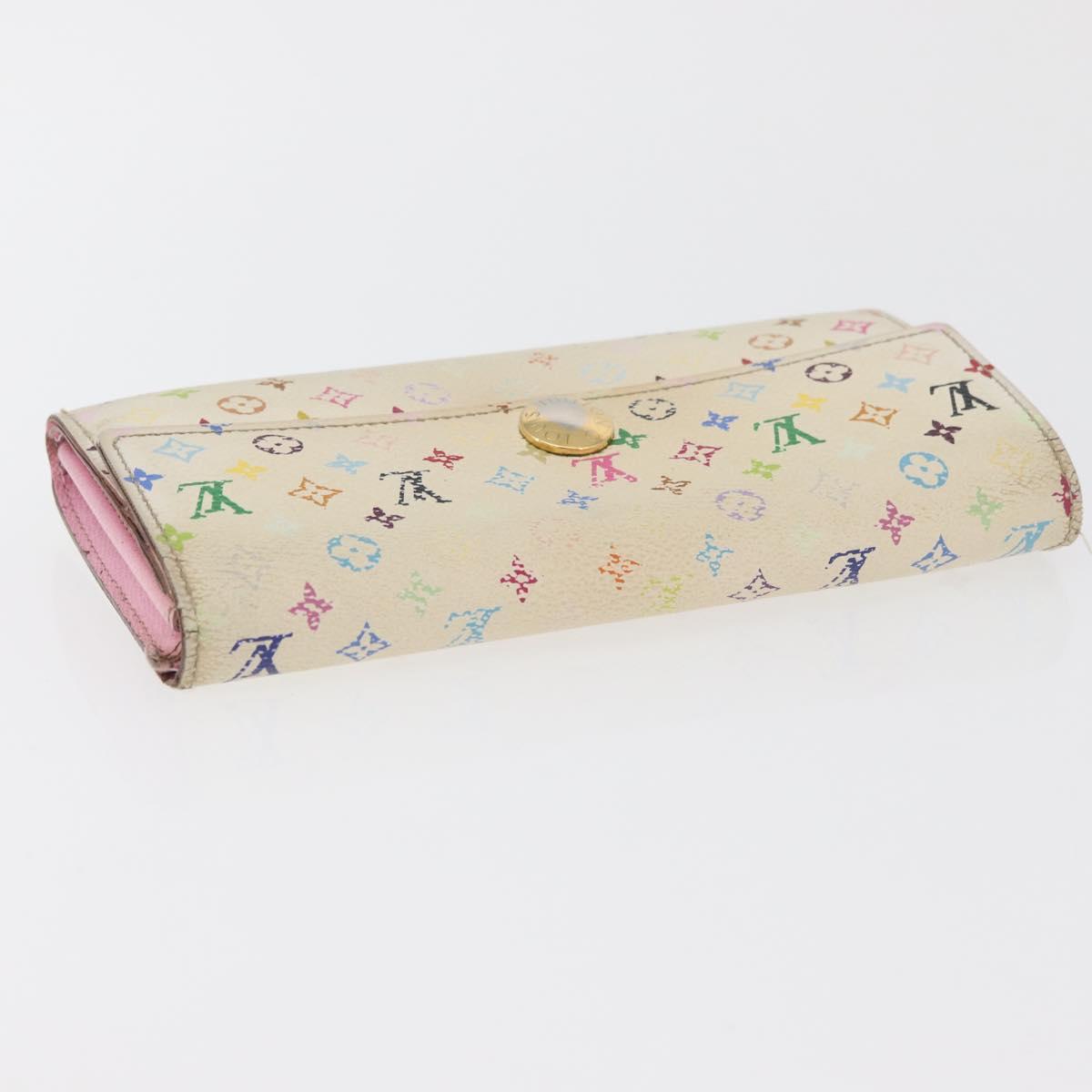 LOUIS VUITTON Monogram Multicolor Wallet 2 Set White LV Auth BA12677