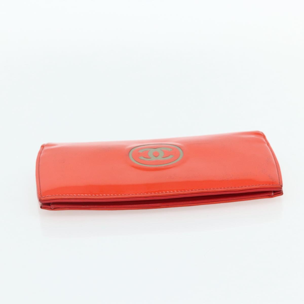 CHANEL Wallet Leather 3 Set Orange Red black CC Auth BA12678