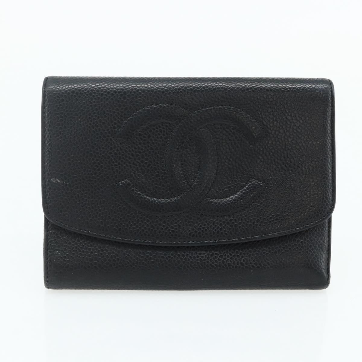 CHANEL Wallet Leather 3 Set Orange Red black CC Auth BA12678