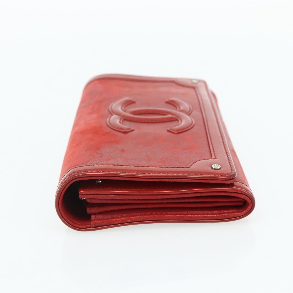 CHANEL Wallet Leather 3 Set Orange Red black CC Auth BA12678