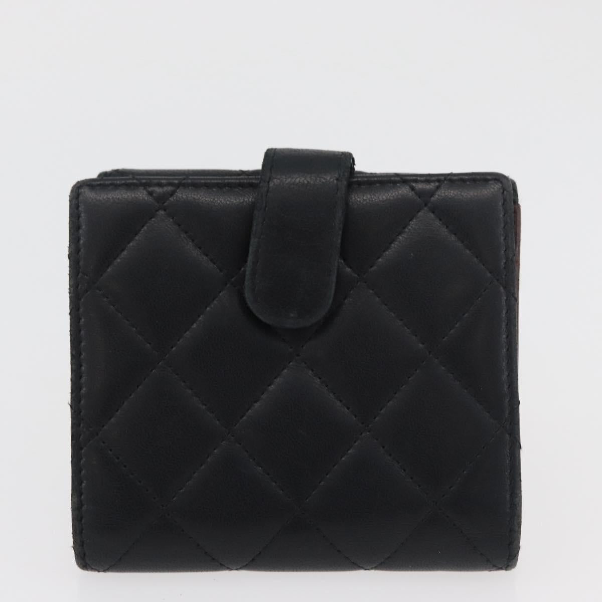 CHANEL Wallet Leather 2 Set Black CC Auth BA12679