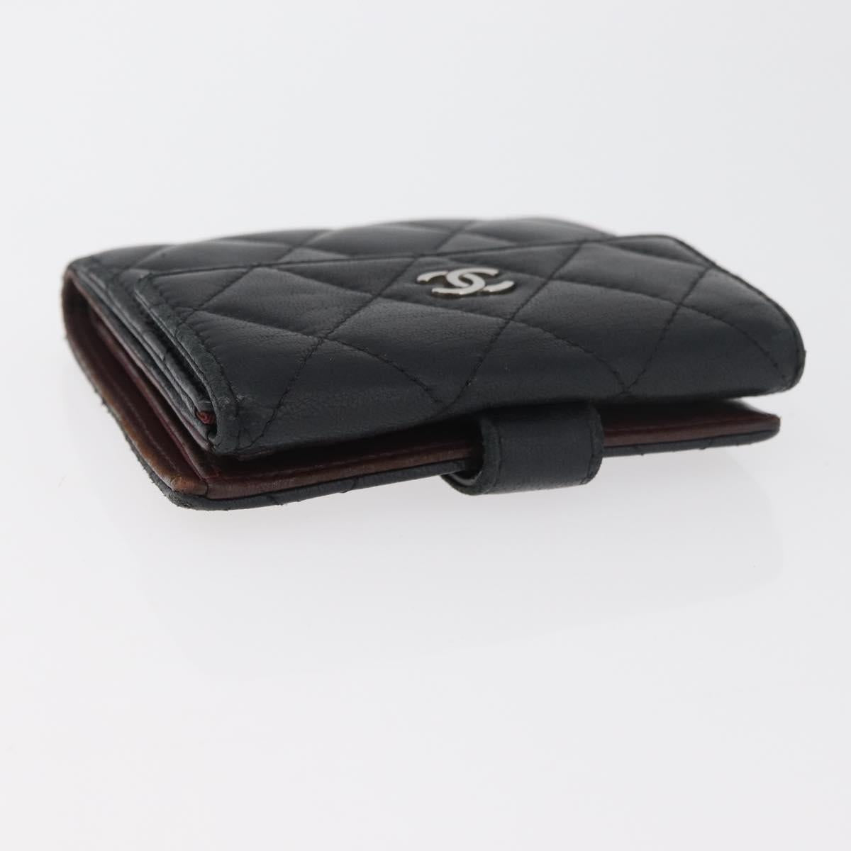CHANEL Wallet Leather 2 Set Black CC Auth BA12679