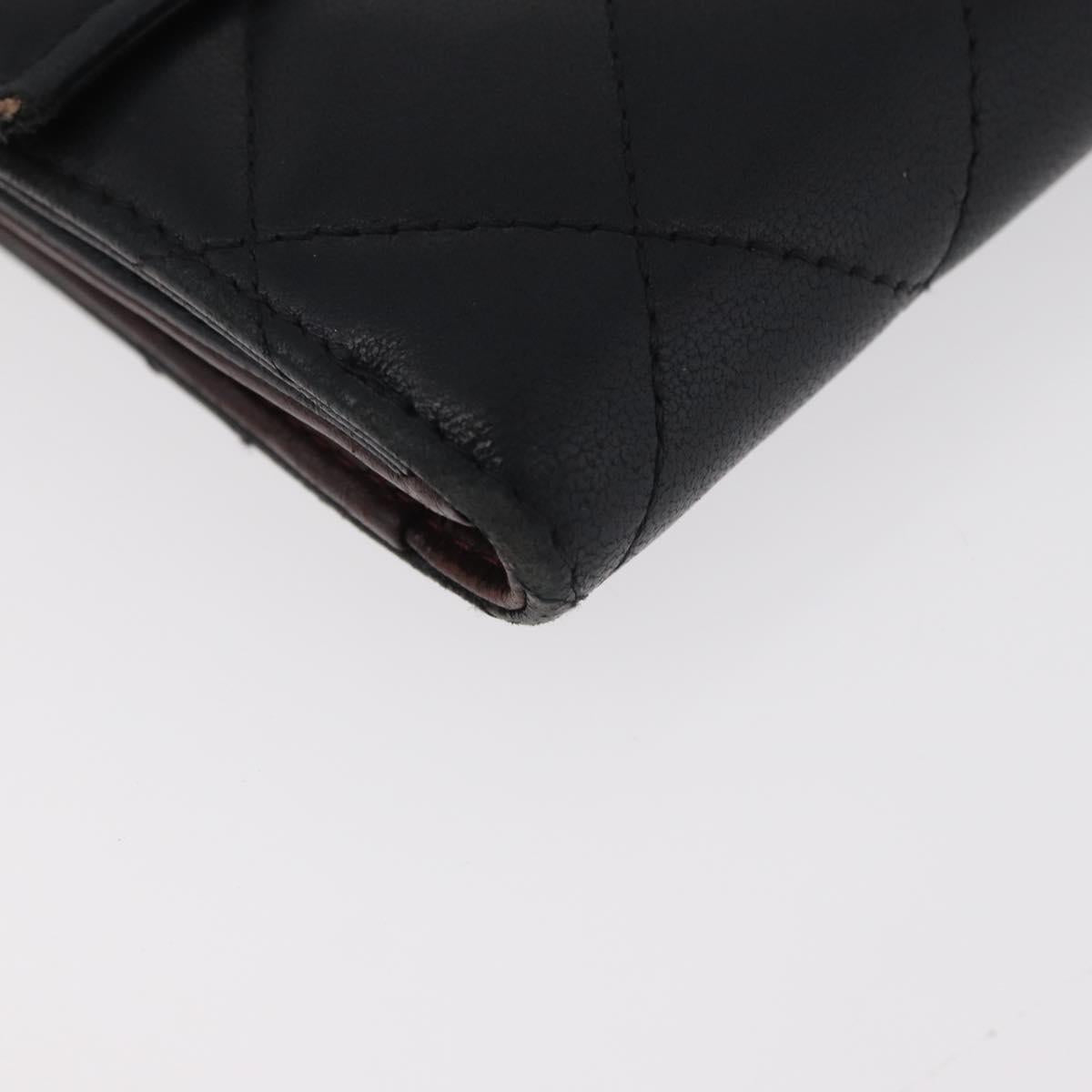 CHANEL Wallet Leather 2 Set Black CC Auth BA12679