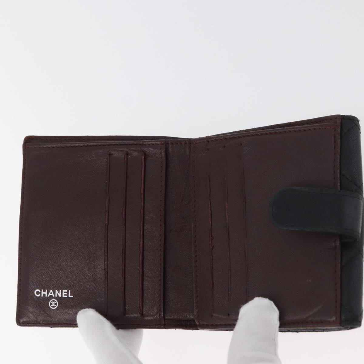CHANEL Wallet Leather 2 Set Black CC Auth BA12679