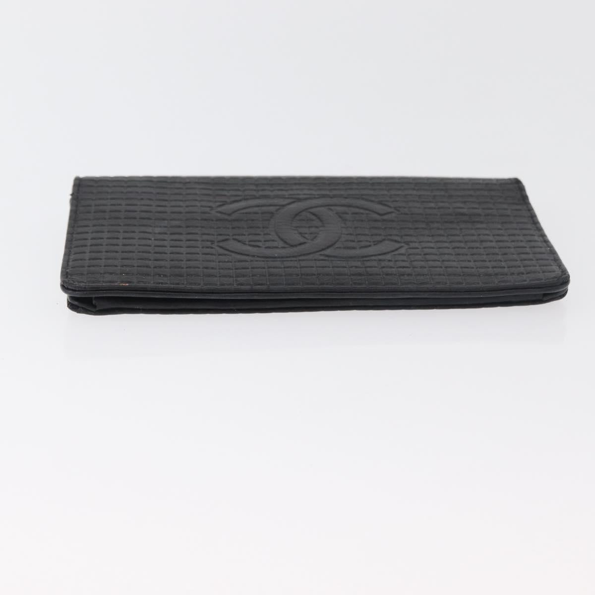 CHANEL Wallet Leather 2 Set Black CC Auth BA12679