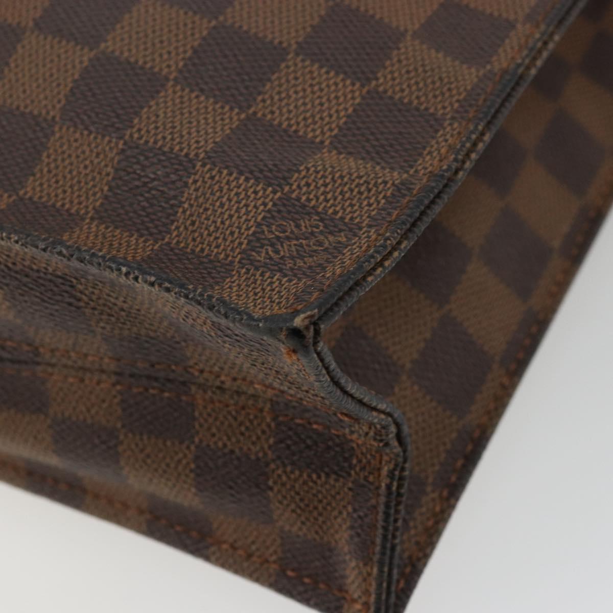 LOUIS VUITTON Damier Ebene Sac Plat Hand Bag N51140 LV Auth BA12683