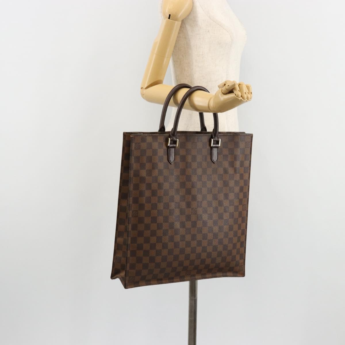 LOUIS VUITTON Damier Ebene Sac Plat Hand Bag N51140 LV Auth BA12683