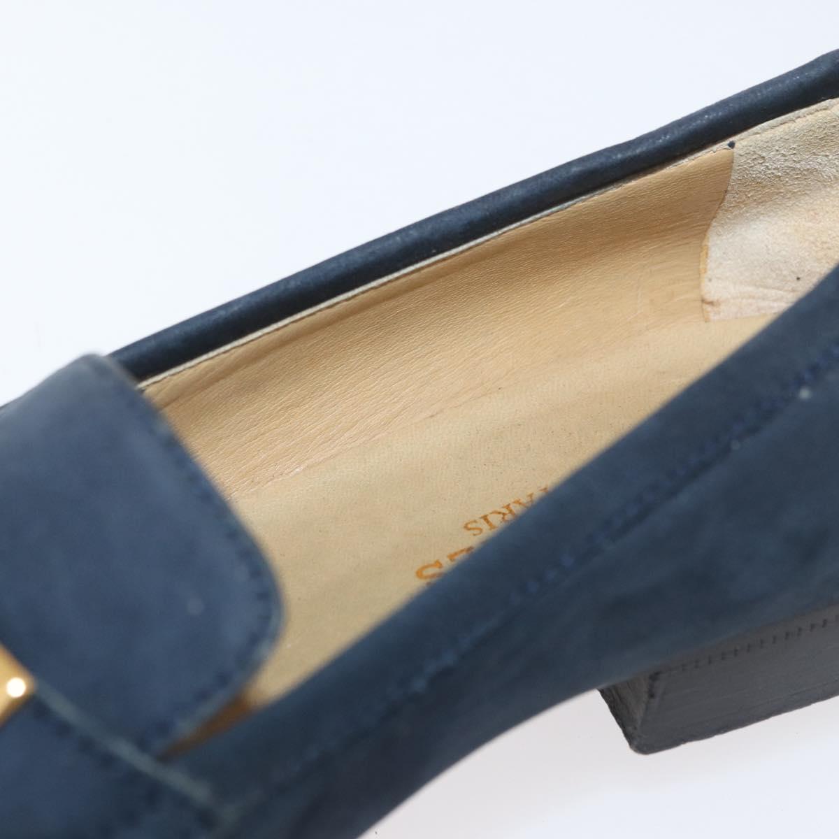 HERMES Kelly Loafers Suede 35 1/2 Navy Auth BA12685