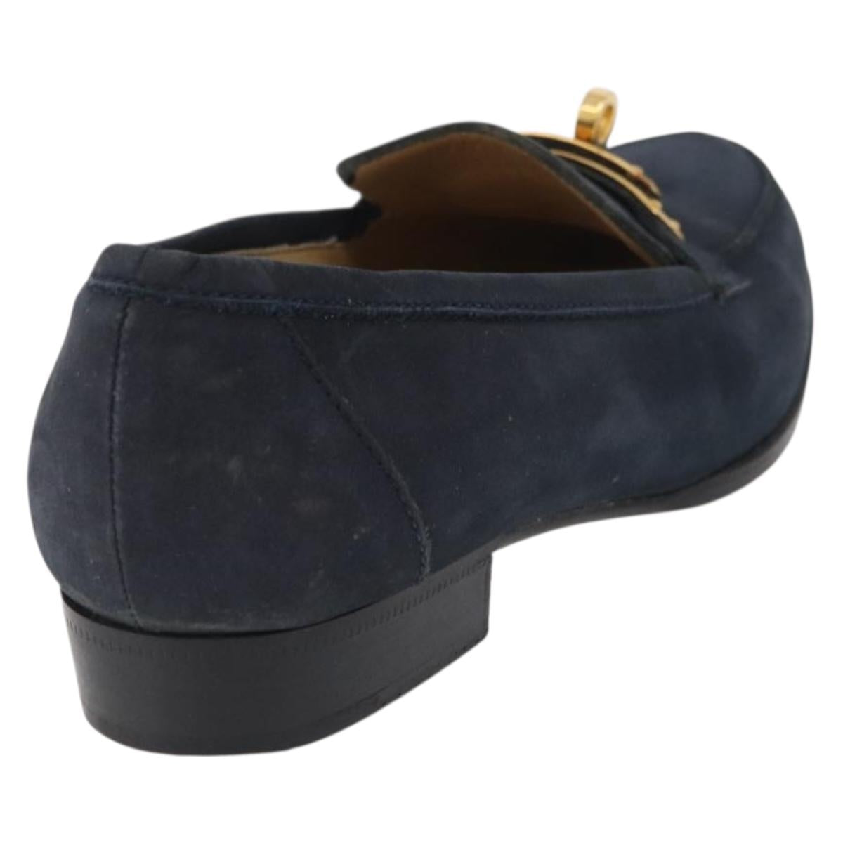 HERMES Kelly Loafers Suede 35 1/2 Navy Auth BA12685