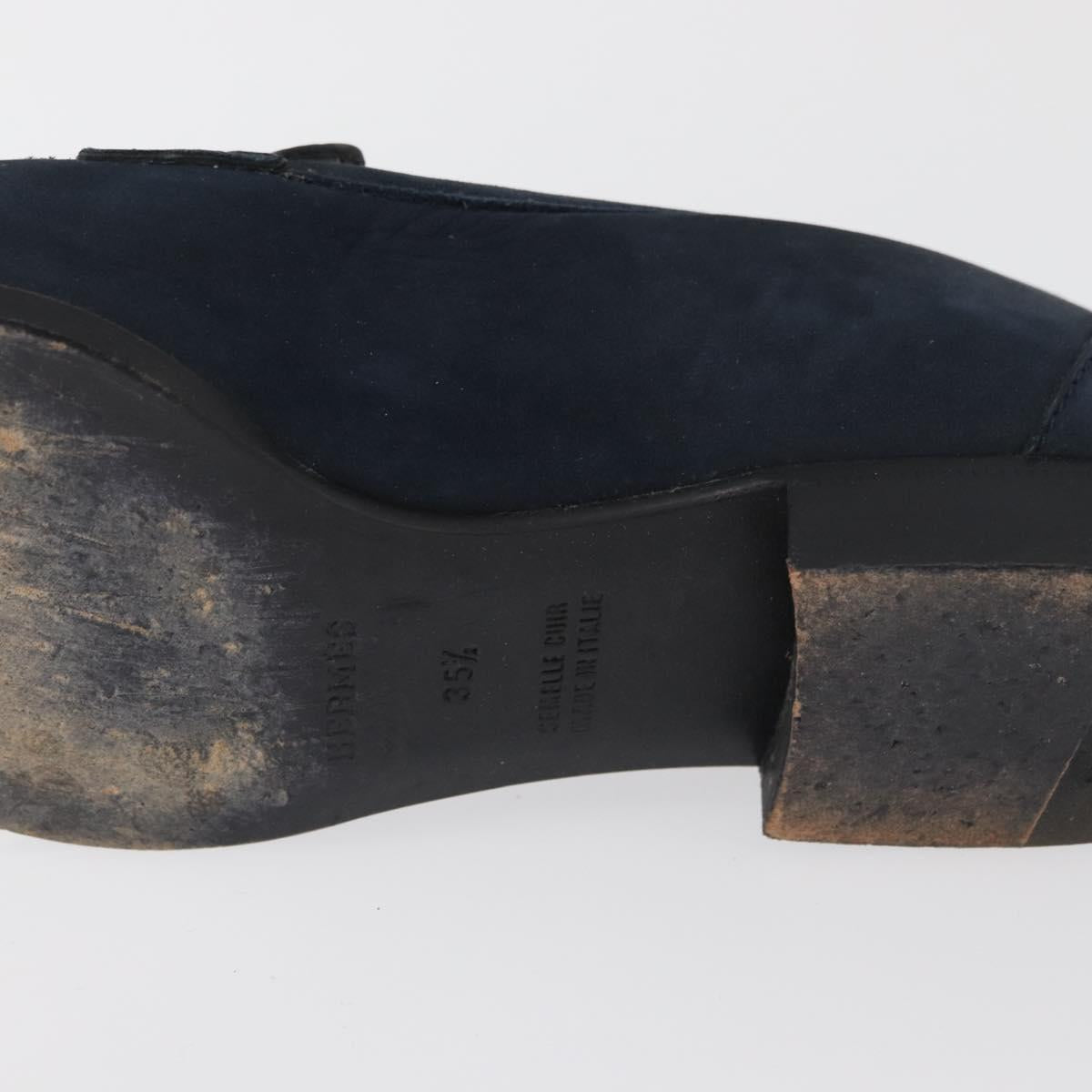 HERMES Kelly Loafers Suede 35 1/2 Navy Auth BA12685